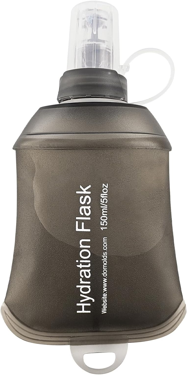 Buite 150ML Soft Flask, Portable TPU Soft Flask Running Bottles for Running Vest, Hydration Pack - Ideal for Hiking Cycling Climbing（Gray)