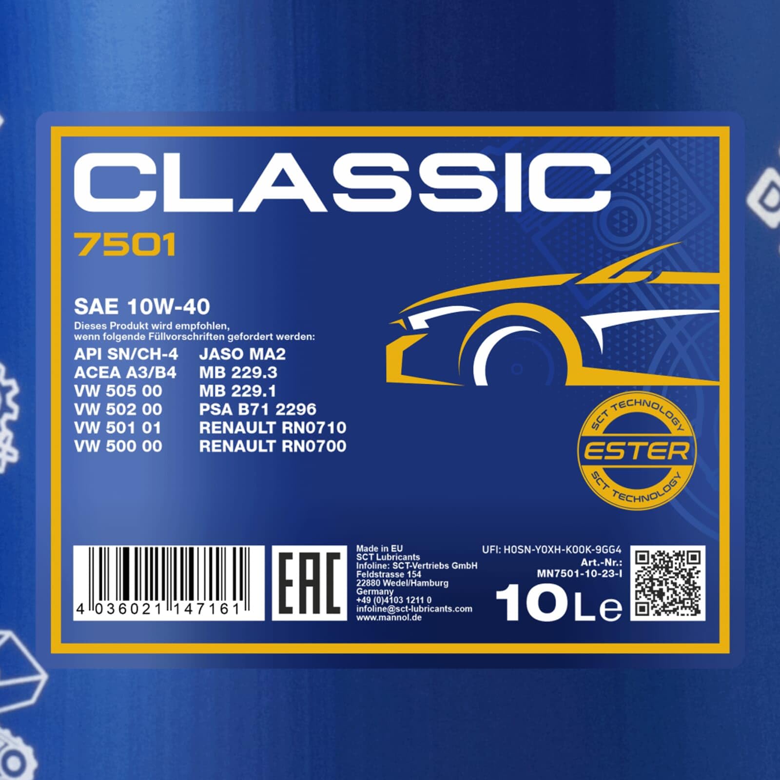Mannol 2x MN7501-10 Motoröl (10 L) | 10L MN7501-10 Mannol Motoröl Classic, Mannol Classic 10W-40