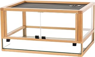 Solid Wood Reptile Tank, Stackable Front-Open Bioactive Vivarium （Beech） | Real Solid Wood, Water-Tested Pull-Out Glass Base, Bioactive Ready, Easy Cleaning, Expandable Modular Design