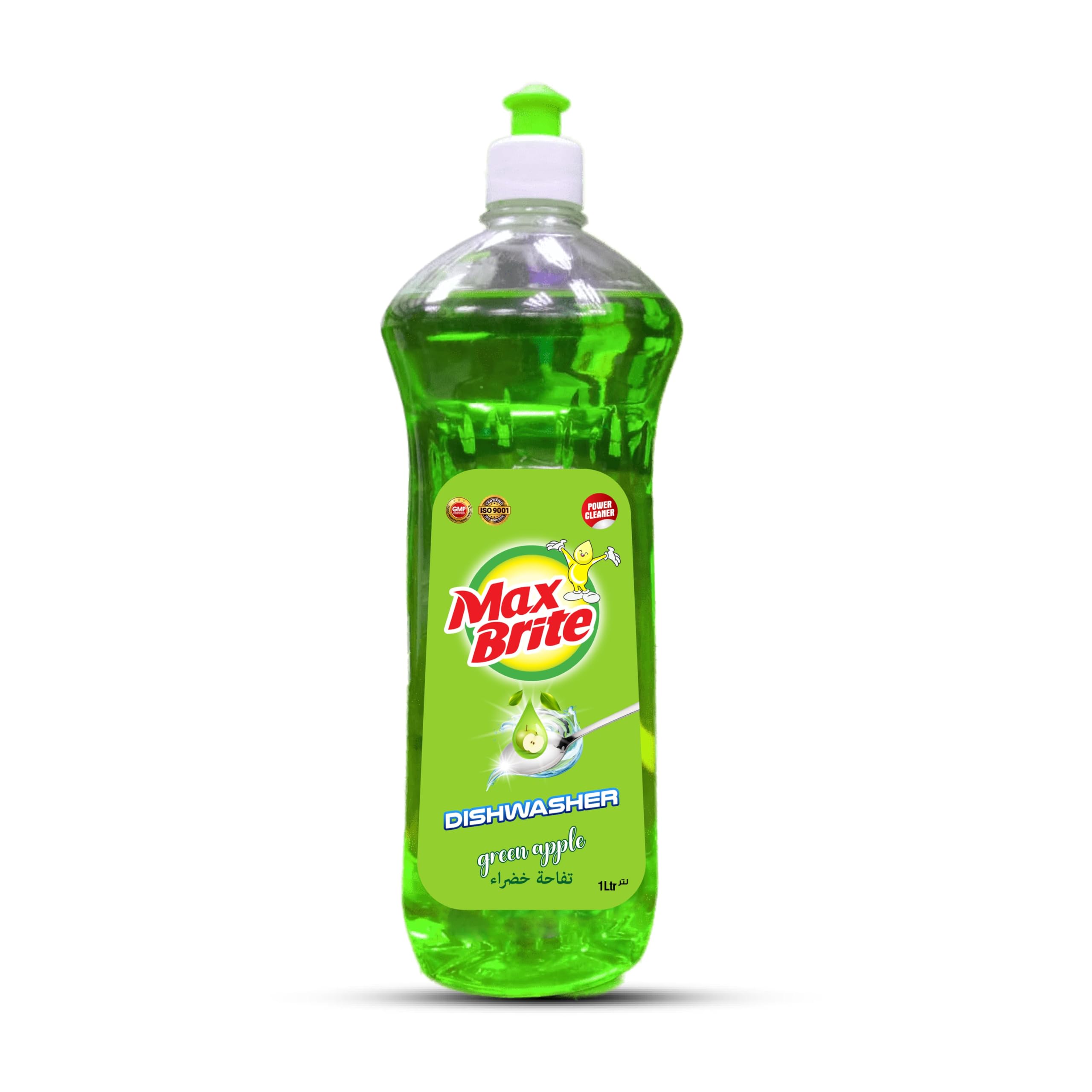 Max Brite Dishwashing Liquid for heavy kitchens and strong grase,suitable for sensitive skin. Fragrance:Green Apple 1L