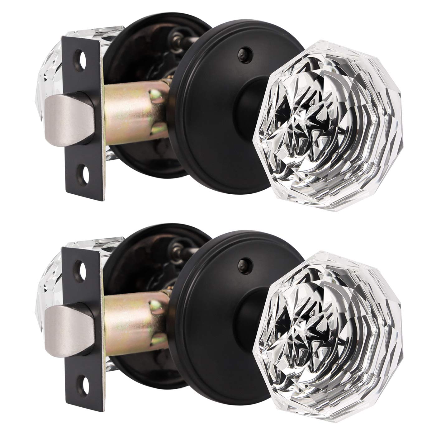 Black Privacy Door Knobs - 5 Pack with Lock -8