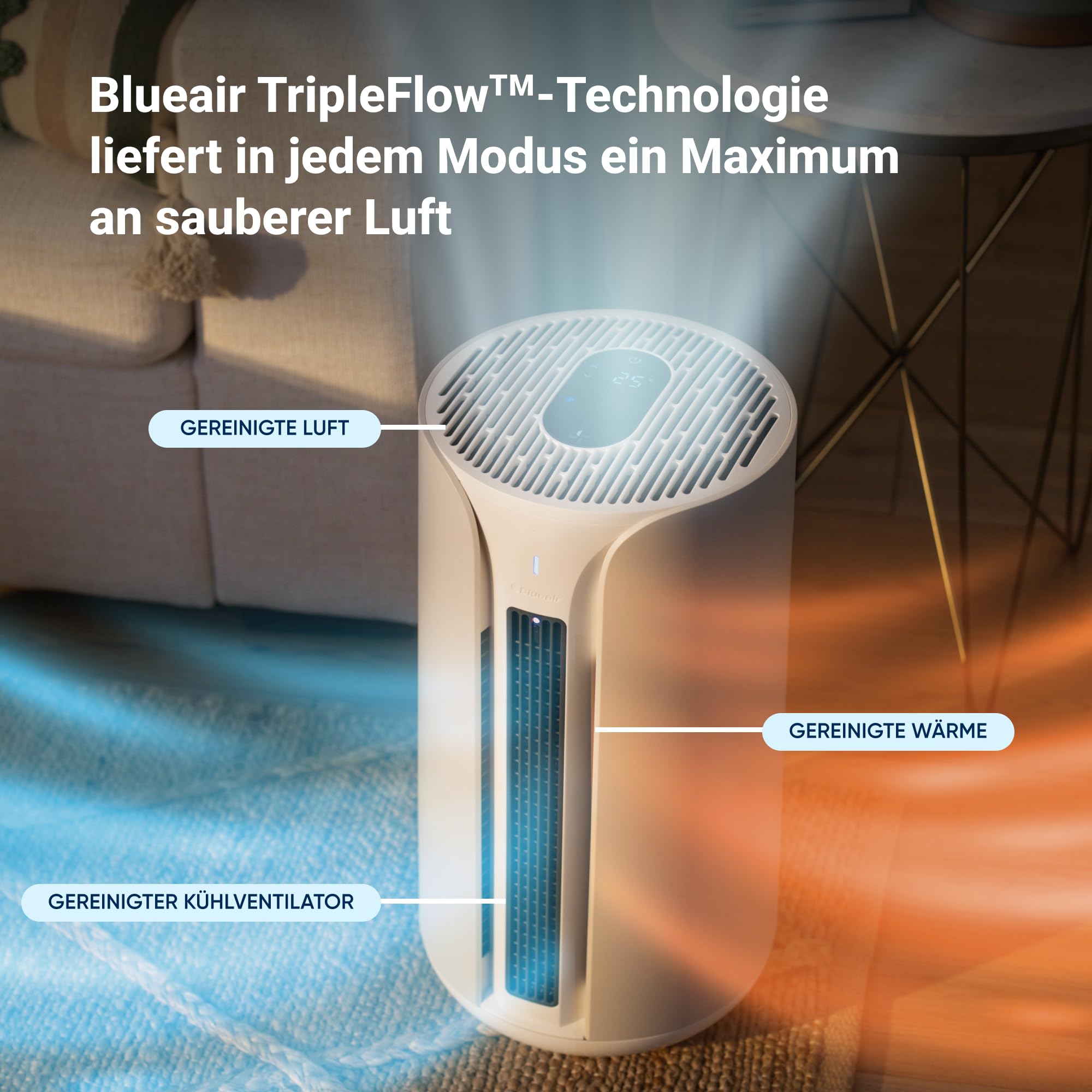 BLUEAIR 3-in-1 Ventilator, Heizgerät & Luftreiniger – HEPA Silent Luftreiniger für Zuhause, Haustiere, Allergien, Staub, Rauch, Gerüche, Blueair ComfortPure T10i