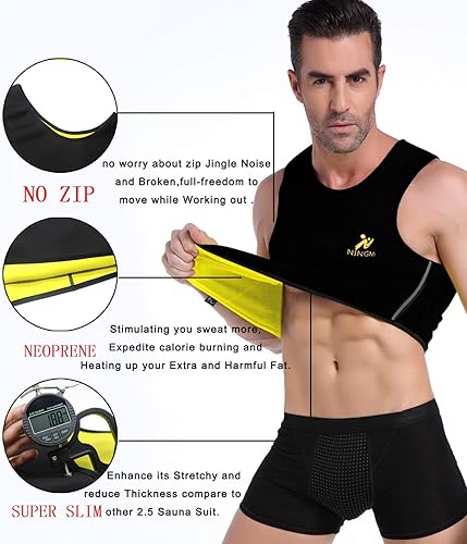 Miniatura 4 de NINGMI Chaleco de neopreno para hombre, chaleco de entrenamiento de cintura de neopreno, chaleco con peso, reductor de cintura, traje de sauna,