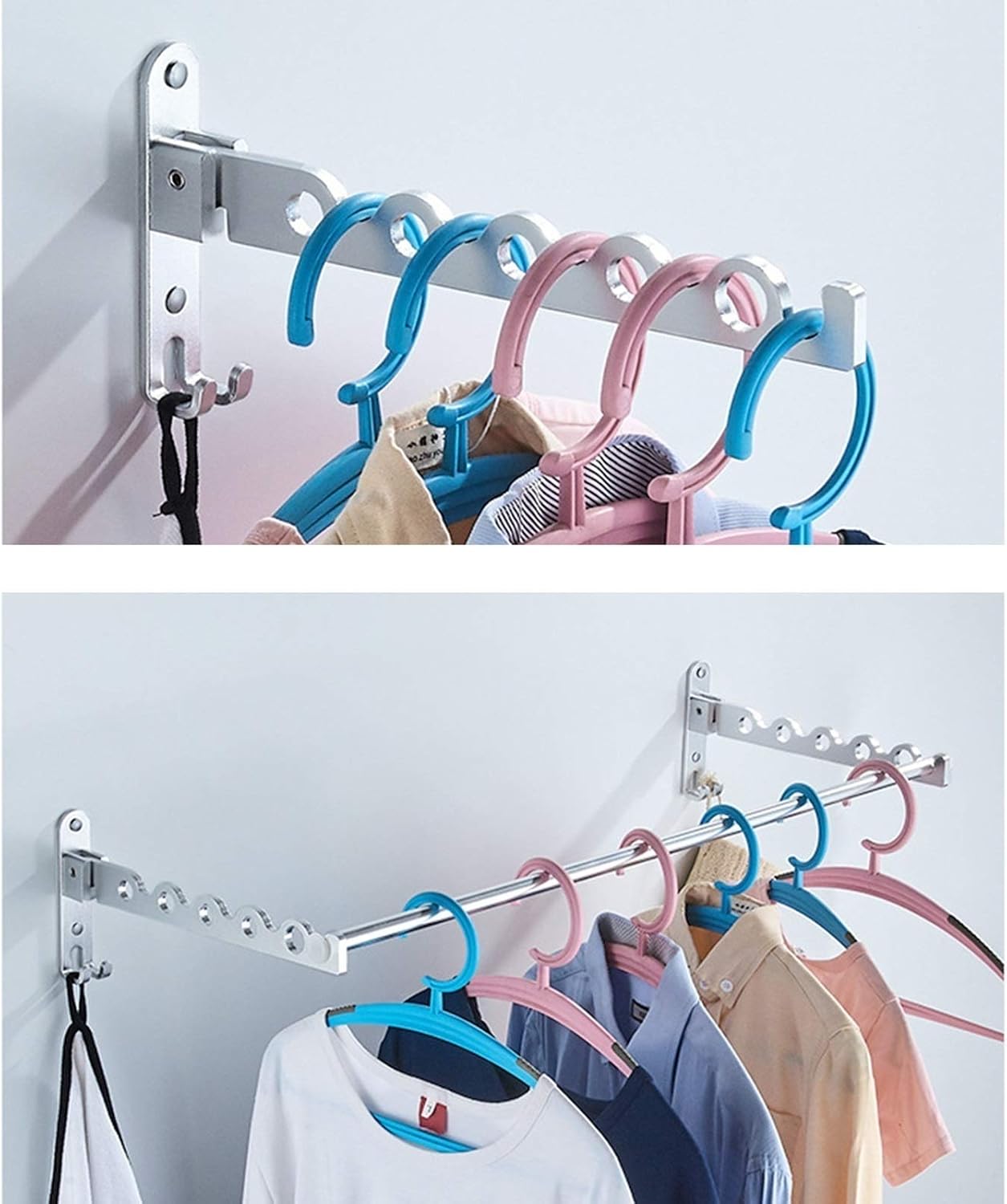 Clothes Laundry Drying Rack Heavy Duty Collapsible Wall Mounted Clothes Drying Rack, Space Saver, Easy Storage (Color : Silver, Size : 30x14cm)