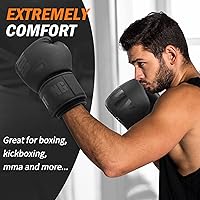 Vista 5 de FIVING Guantes de boxeo para hombres y mujeres, adecuados para boxeo, kickboxing, artes marciales mixtas, Muay Thai, MMA, entrenamiento con saco