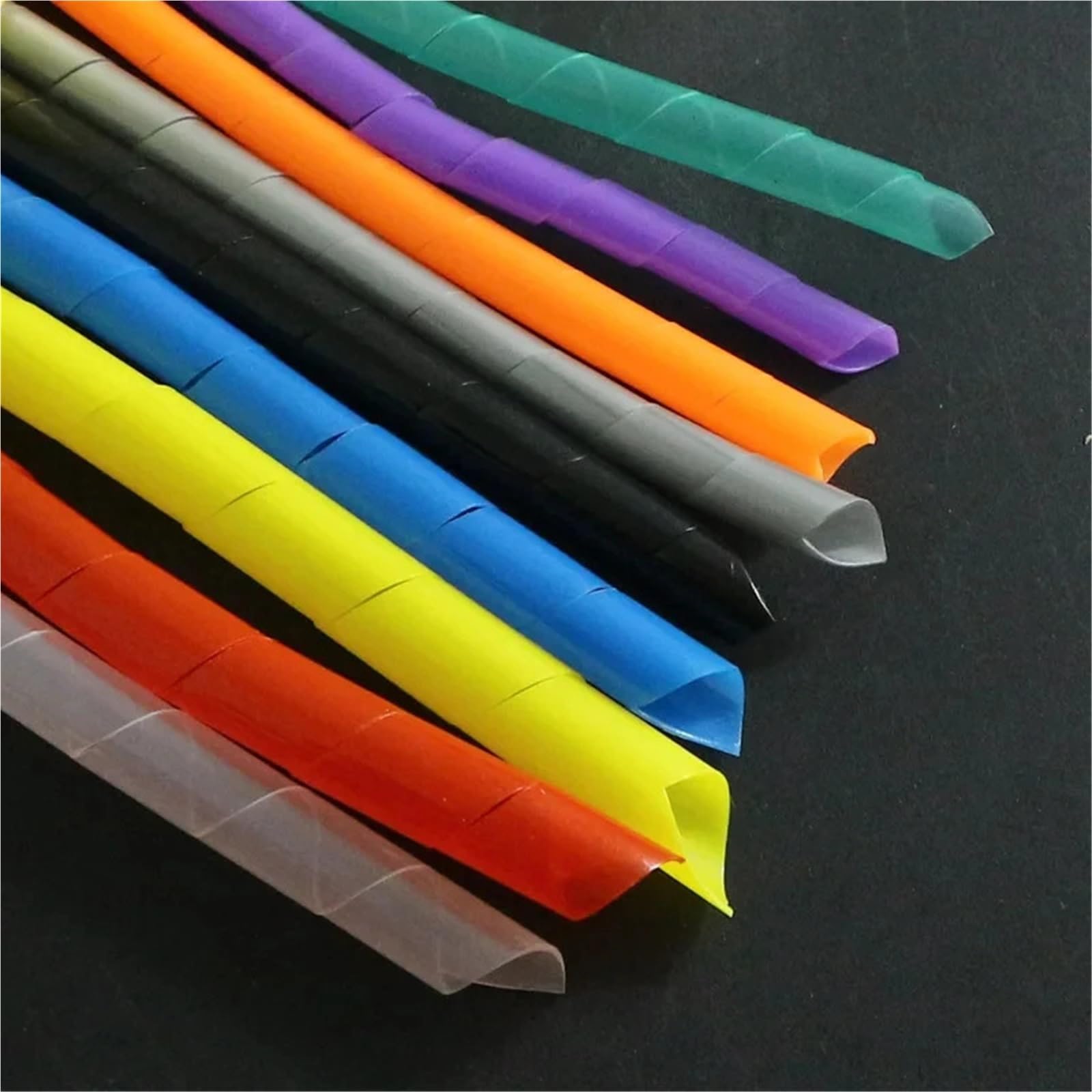 Enrollador de Cable Espiral Flexible Brida de Cables, Tubo bobinado Alambre, Bandas Envoltura en Espiral, Organizador, Funda, arnés, Manguera(Black Color,20mm,10Meter)