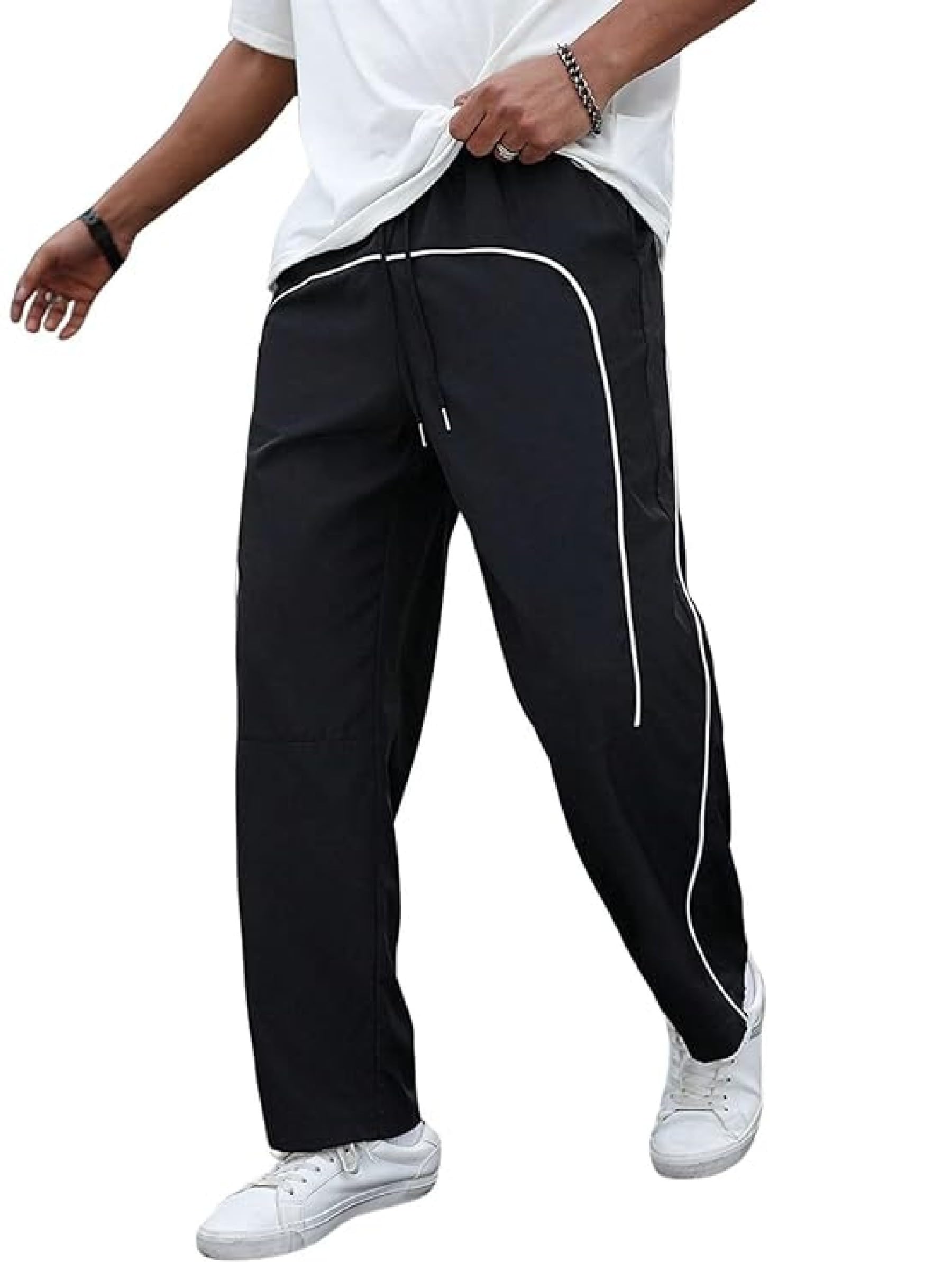 Lycra Track Pants for Men – Stretchable Loose Fit Gym Joggers | Korean Style Workout | Loose Mid Rise Trouser-image-11