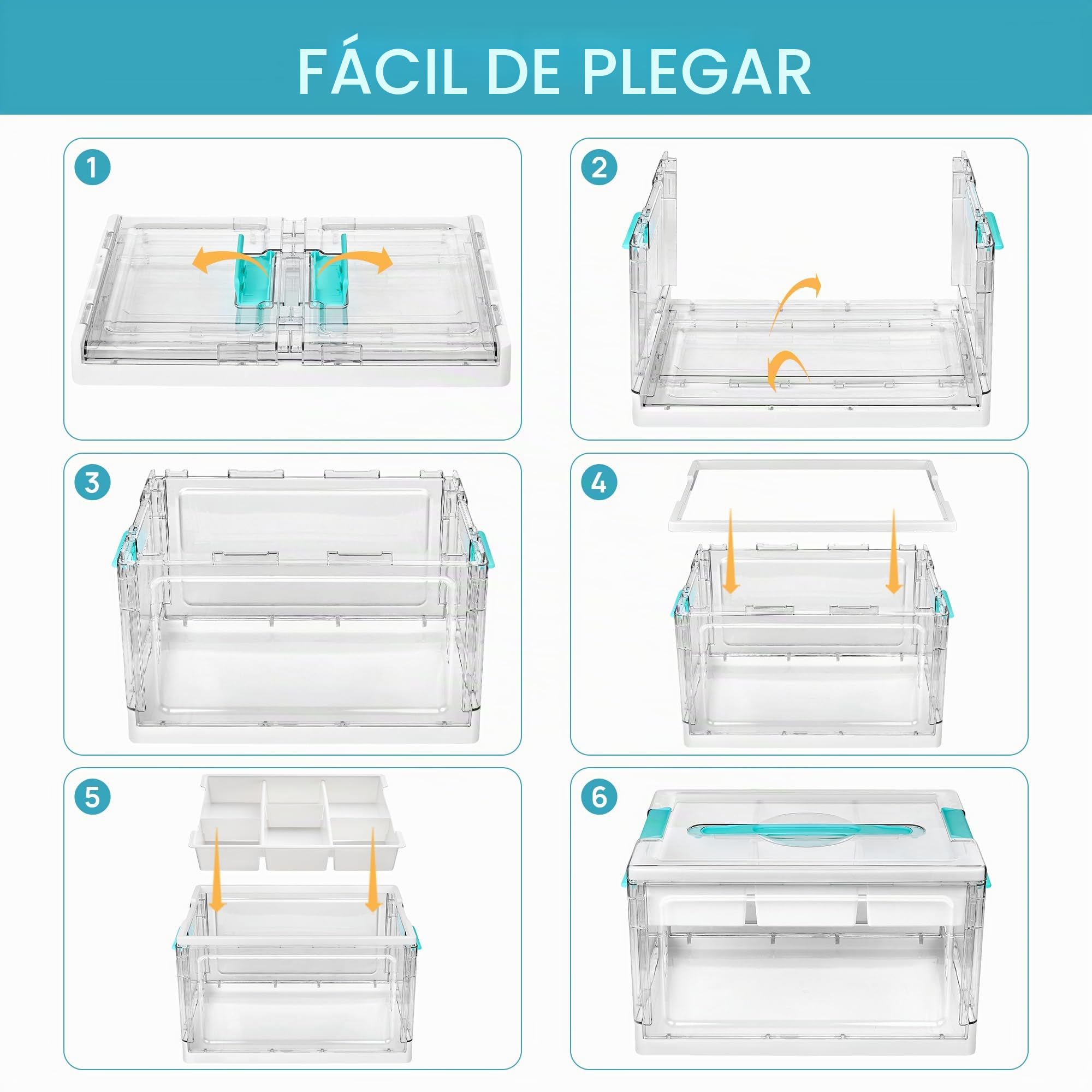 Vtopmart Organizadores de plástico transparente de 24 cuartos de galón y caja de almacenamiento con bandejas y separadores extraíbles, organizadores de suministros de arte y almacenamiento