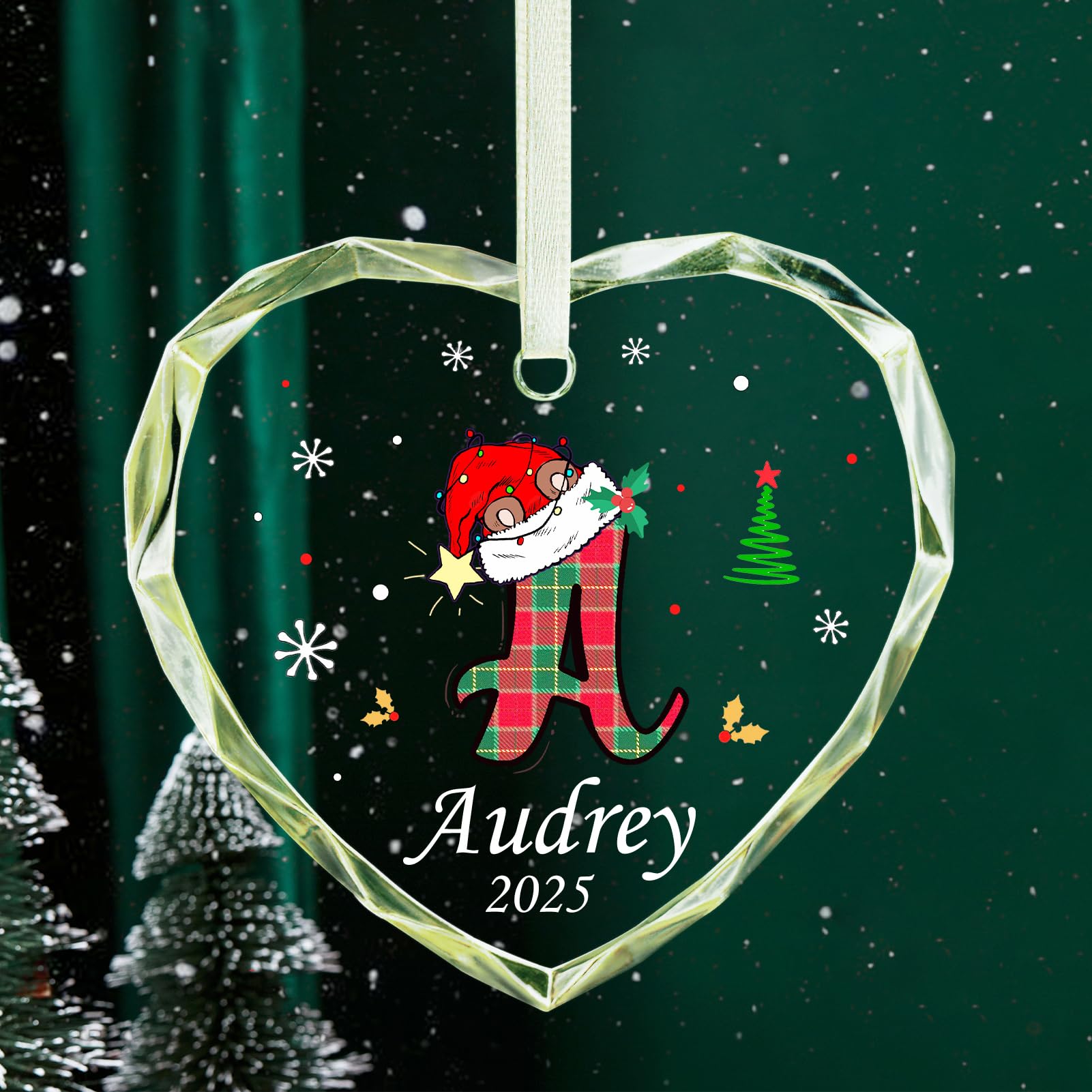 Personalized Name Ornaments for Christmas Tree, Custom A-Z Letter Ornament