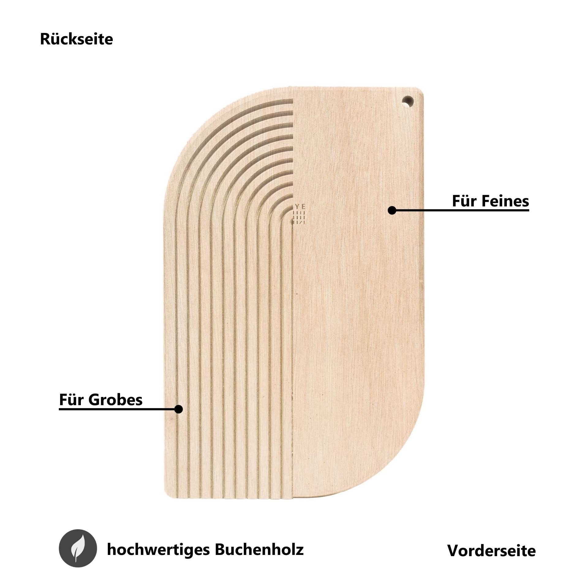 WYE Schneidebrett Holz gross massiv (ca. 40x30cm) – Design Holzbrett Küche FSC zertifiziert - auch als Servierbrett und Vesperbrett - LINES Serie