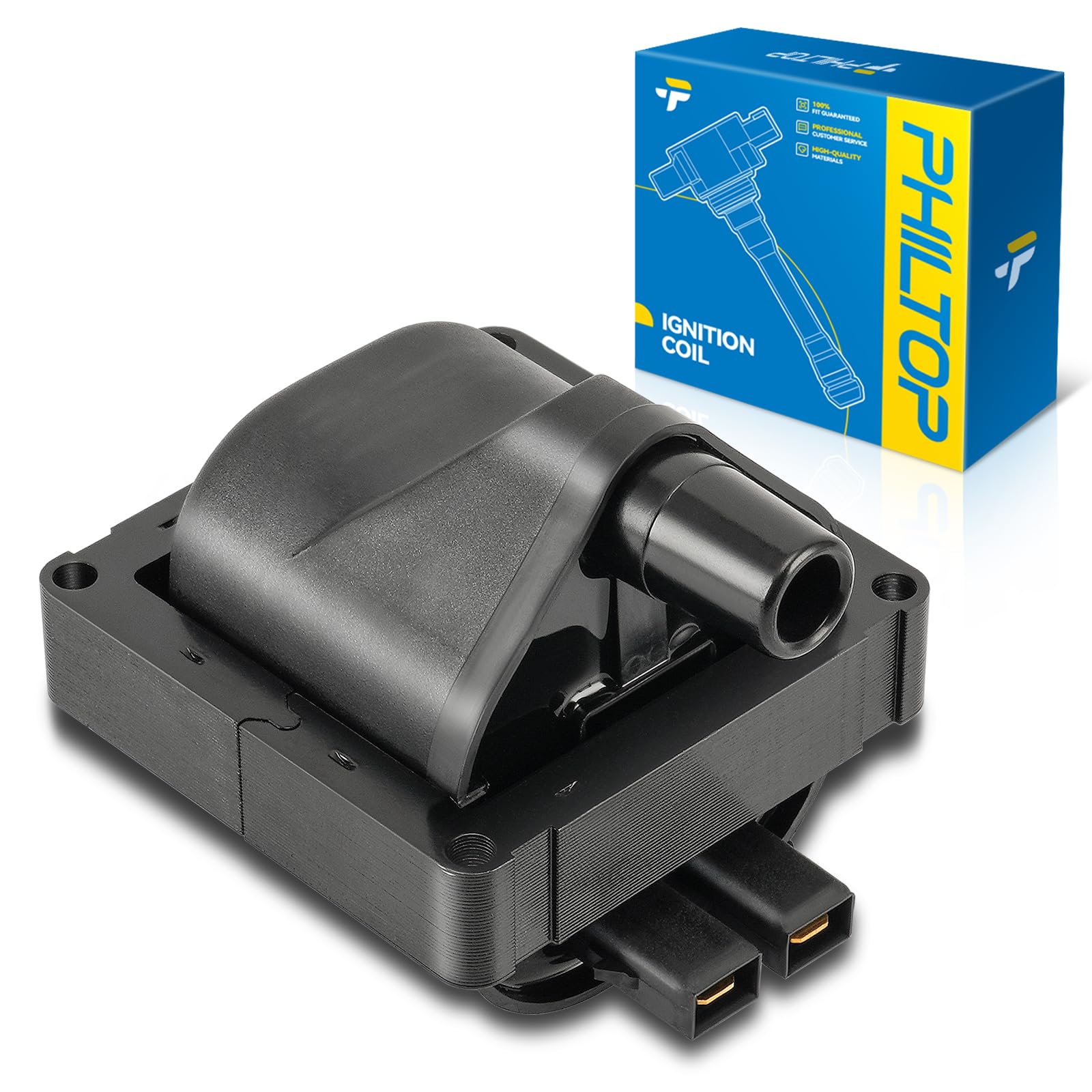 PHILTOP 1-Pack Ignition Coil UF12 Fit for Pickup Celica Corolla 4Runner | Toyota Pickup 1981-1990 2.4L, Celica 1981-1983 2.4L/2.8L, Corolla 1980, 4Runner 1984, Tercel 1981-1982, Cressida 1983-1984