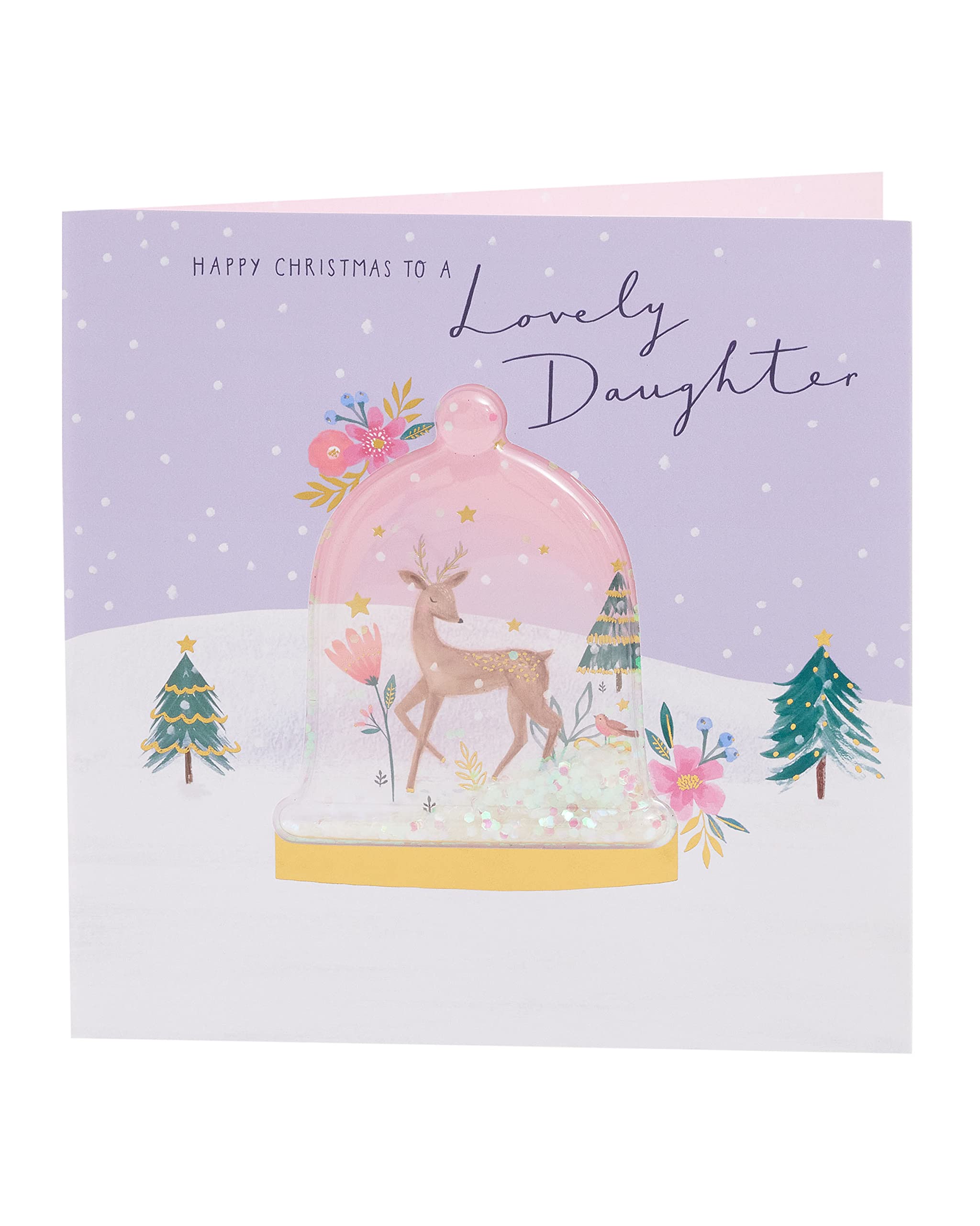 UK Greetings Weihnachtskarte Für Tochter – Süßes Kritzelei-Design Mit Silbernen Details, 15,9x18,4 Cm (inkl. Umschlag)