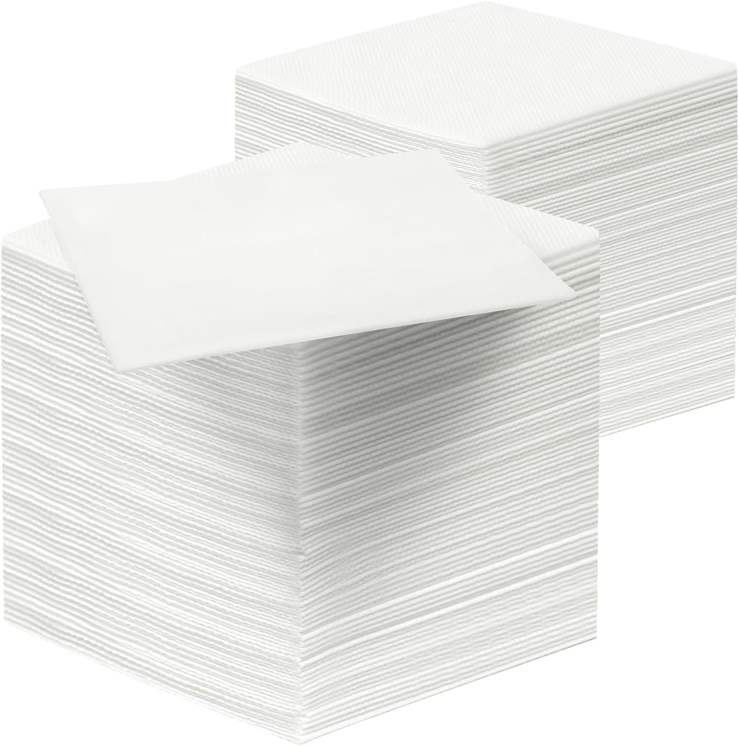 White Linen-Feel Beverage Napkins - 200PCS Disposable Cocktail Napkins, Soft & Absorbent, 1/4 Fold, 5" x 5" White Napkins Cloth for Bar, Café, Party, Wedding Or Event