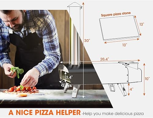 Mimiuo Outdoor Wood & Pellet Fired Pizza Oven for Garden, Black Coated Classic W-Oven Series with Pizza Stone & Foldable Pizza Peel - 7