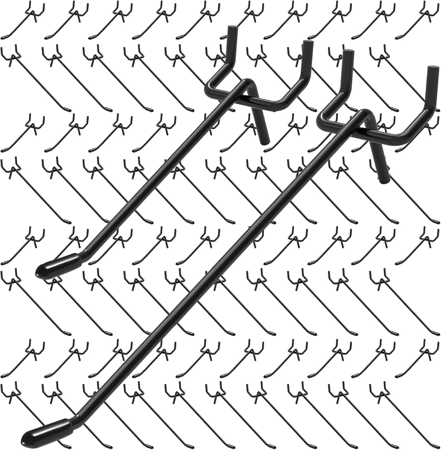 Cezoyx 80 Pieces Black Pegboard Hooks, 4/6 Inch PegBoard Shelving Hook Fit 1/4 Inch