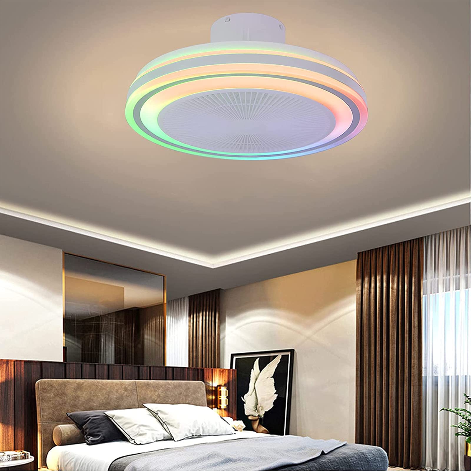 Plafoniera Con Ventilatore Telecomando Ventilatore Da Soffitto Con Luce Litglobe 50cm | Telecomando E APP | 6 Velocità | 3 Colori Dimmerabili Ventilatore Con Telecomando - Foto 2