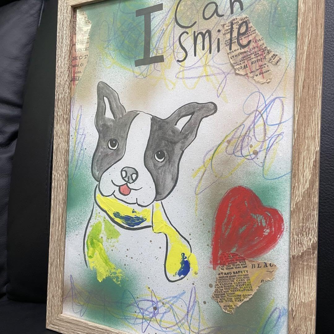 Amazon.co.jp: 絵画 原画 現代アート フレンチブルドッグ A4