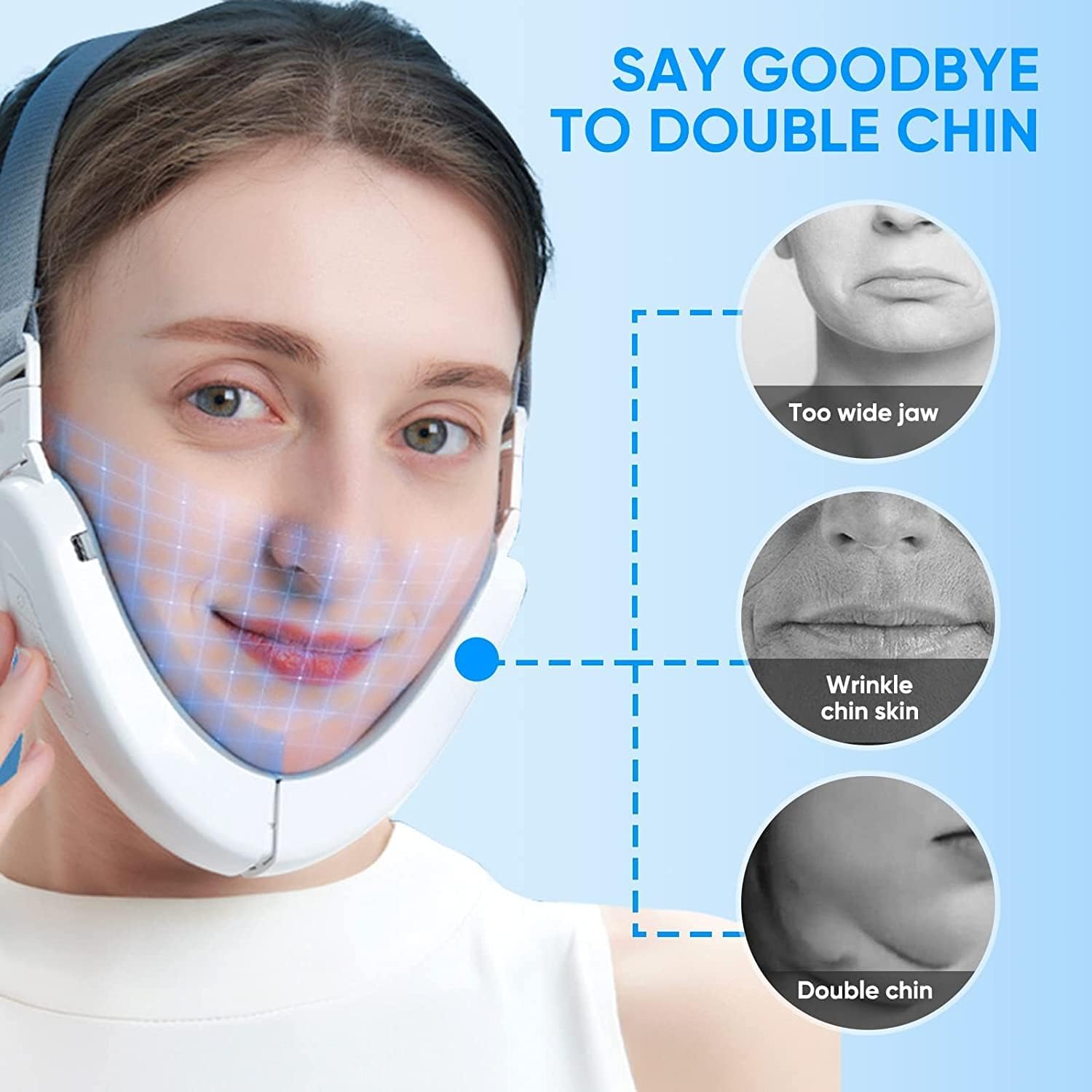 Double Chin Reducer Machine, V Line Face Lift Massager, Portable Shaping Facial Massager with Blue Light Improve Facial Contour and Skin