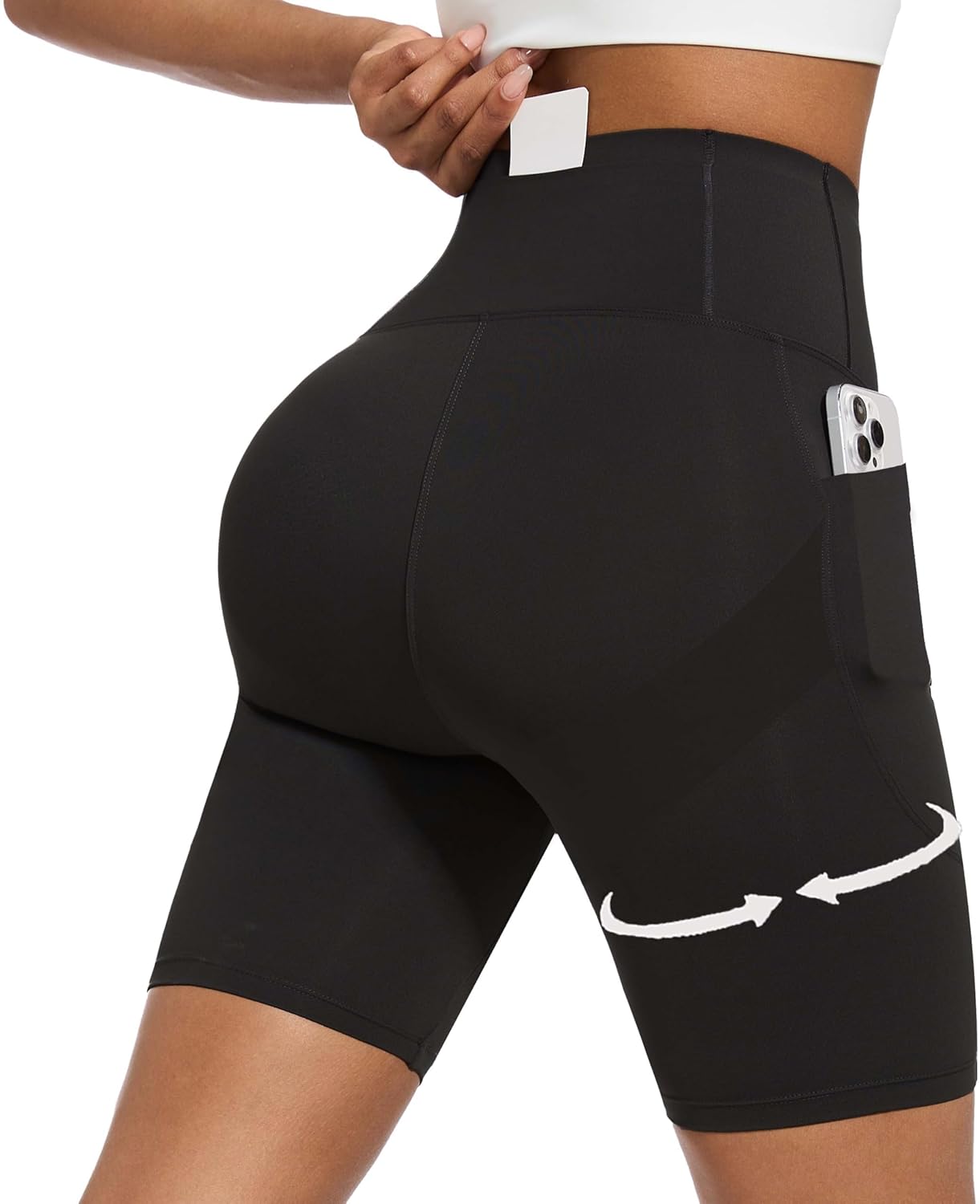Women’s Short Side Pockets High Waist Workout Running Shorts Tummy Control Butt Lifting Athletic Gym Shorts