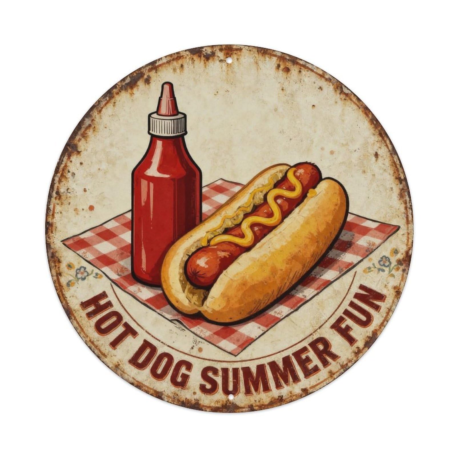 Hot Dog Summer Fun Metal Tin Sign Plaque