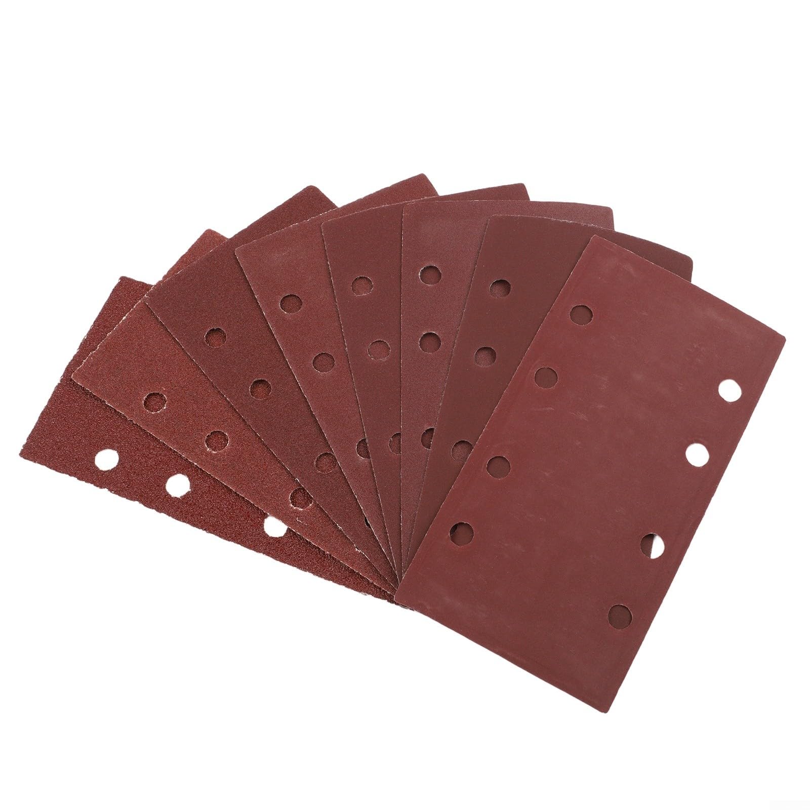 Lot de 80 feuilles de papier abrasif 93 x 185 mm avec 8 trous, 40-400, oxyde d'aluminium pour ponceuse multifonction et ponceuse de détail, pour poncer le bois, le métal et le plastique