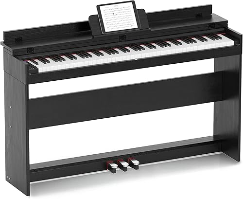 Costzon Piano digital de 88 teclas, teclado eléctrico semipesado de tamaño completo con soporte para muebles, adaptador de corriente, triple pedal,