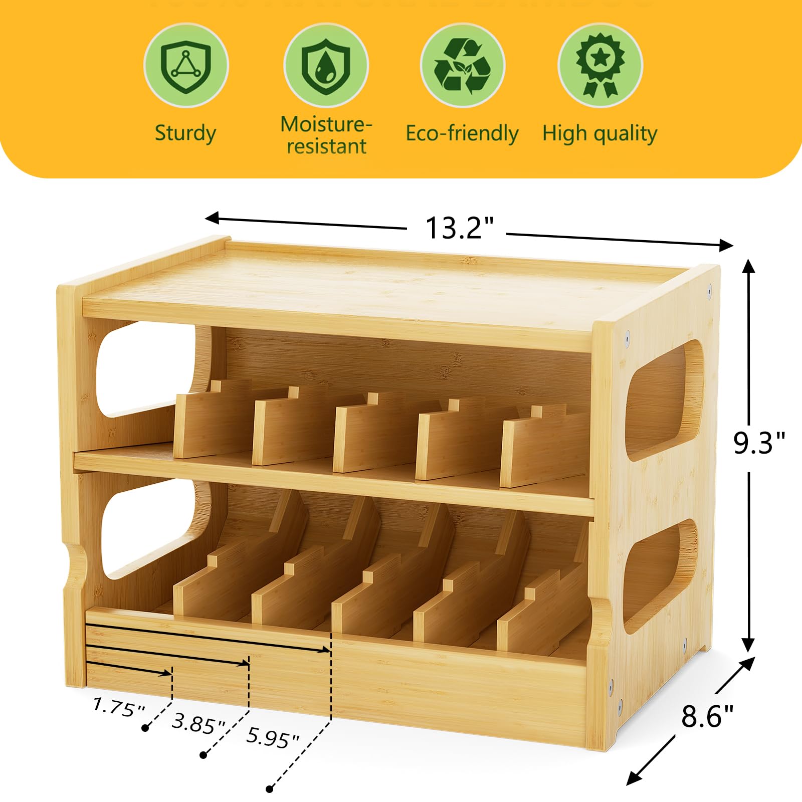 Organizador de latas de comida de bambú para gatos, capacidad para 36 latas (3 onzas), estante de almacenamiento de alimentos húmedos para gatos, dispensador de latas de comida rodante para