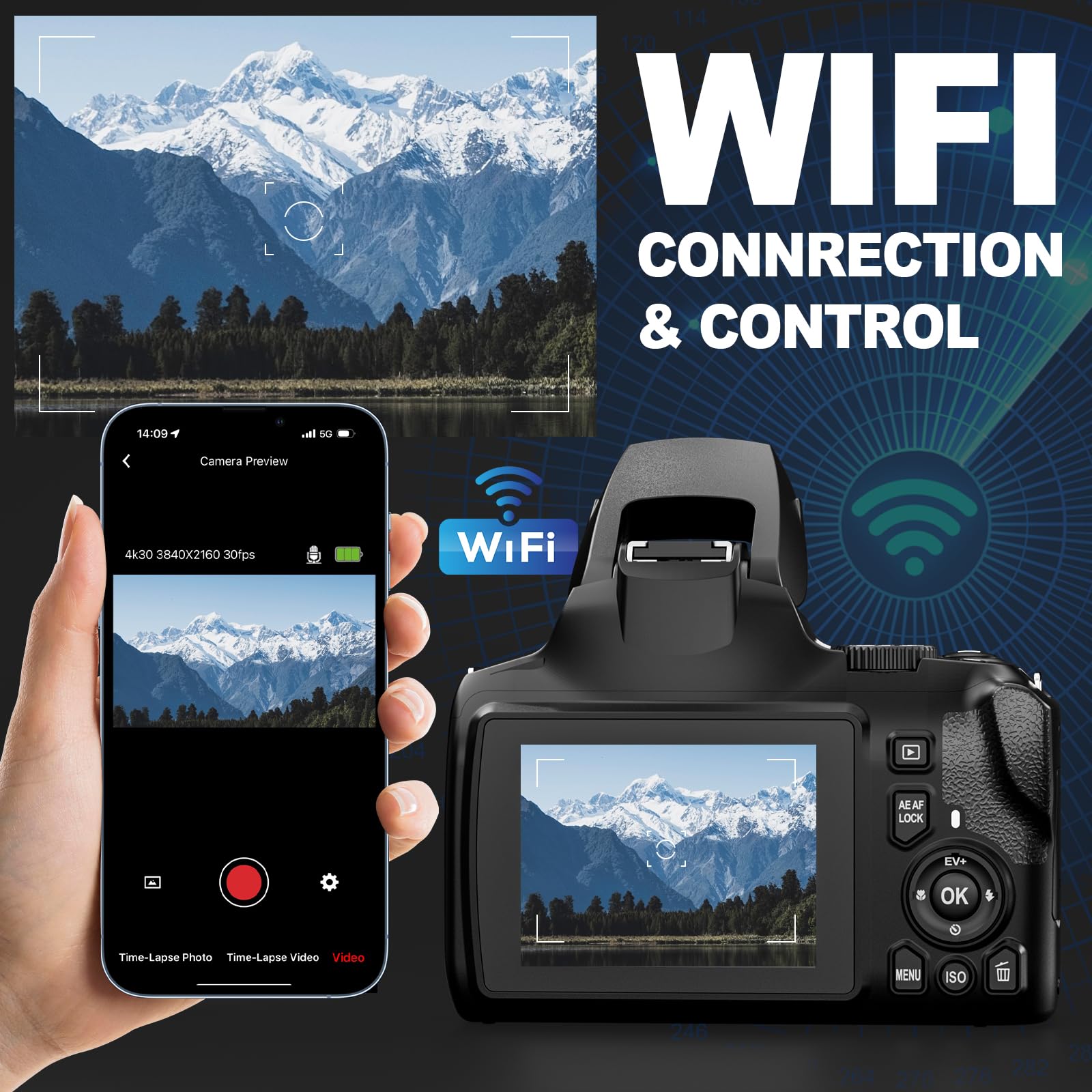 64MP Digital Cameras for Photography, 10X Optical Video Camera, 4X Digital Zoom Vlogging Camera for YouTube with Flash, WiFi & HDMI Output, 32GB SD Card(Black)