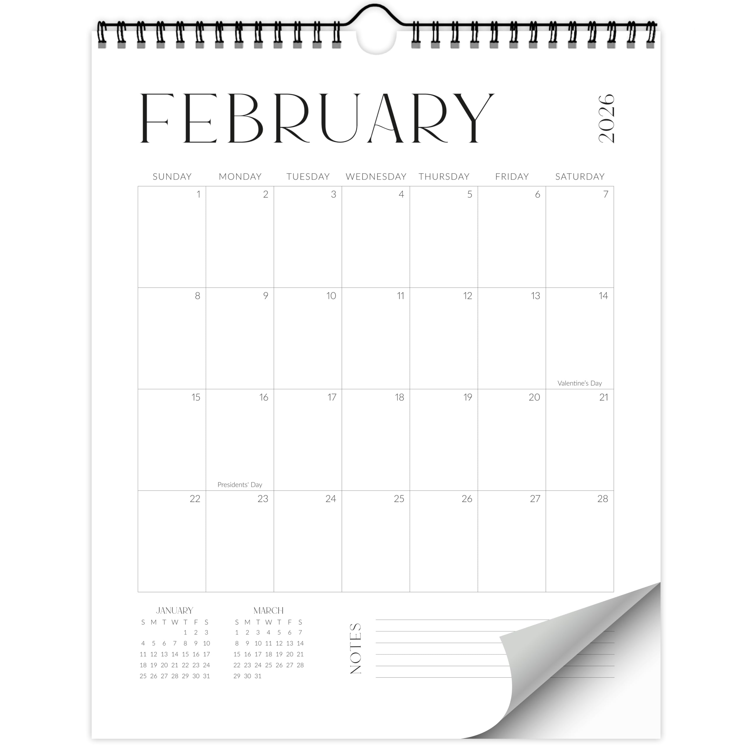 Beautiful 2026 Wall Calendar - Runs until December 2026 – Large 14.5"x11.5" Office Wall Calendar for Easy Organizing