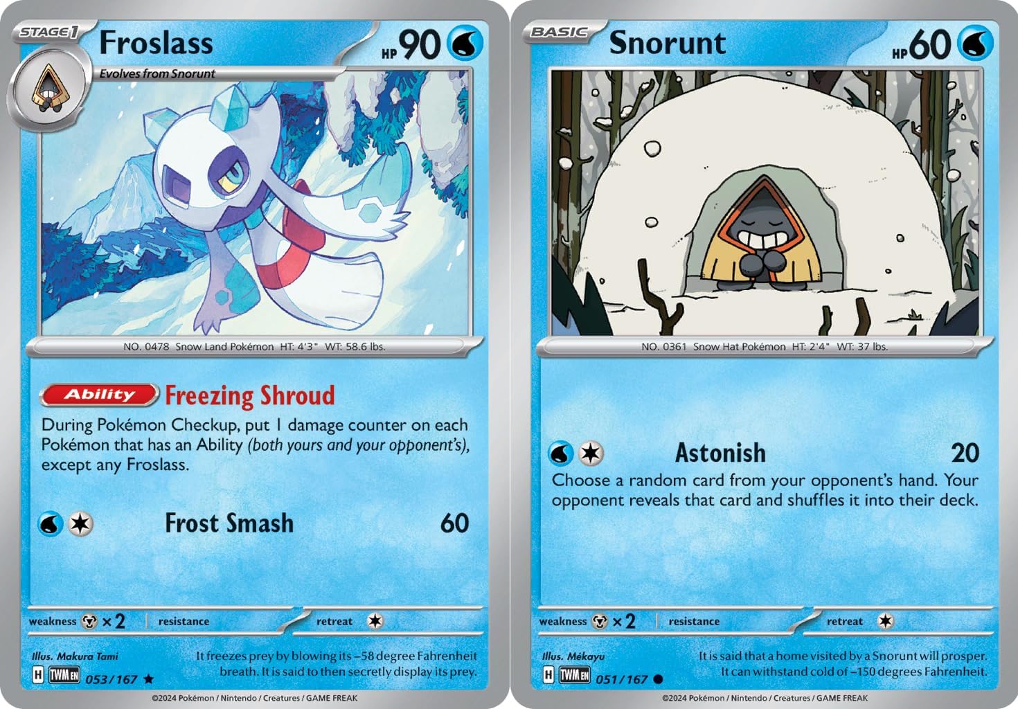 Froslass 053 167- Twilight Masquerade Pokemon 2 Card Lot - Snorunt