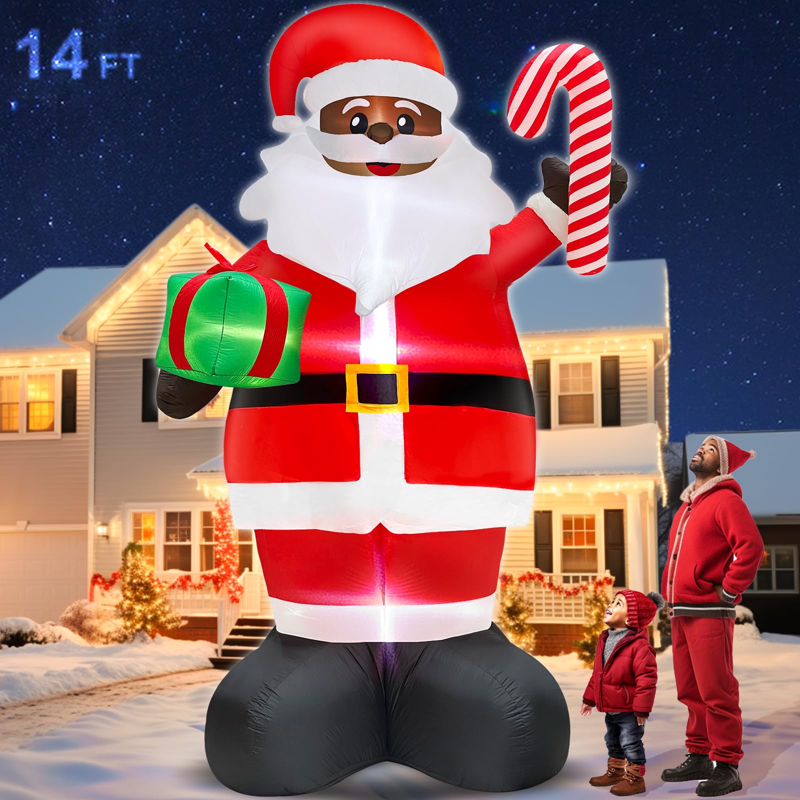 Amazon.com: 14 Ft Ht x 8 Ft W Giant Black Santa Claus Inflatables