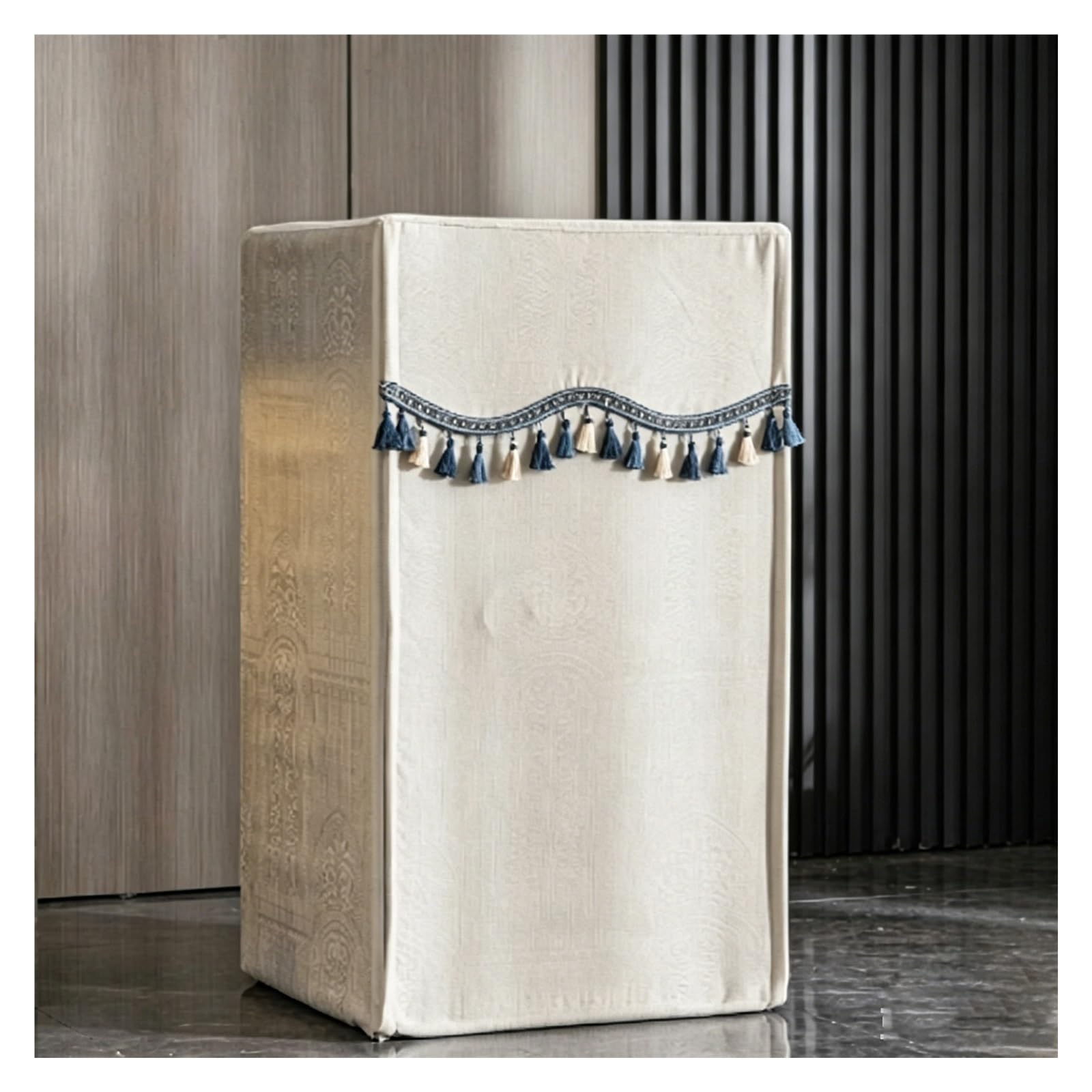 CHZDPP Custom Safe Cover Disguise with Double Zip, Washable Home Safe Covers for Washing Machine/Stereo/Freezers, Chenille Fabric Safety Cover with Tassel(White,40x30x45 cm/16"x12"x18")