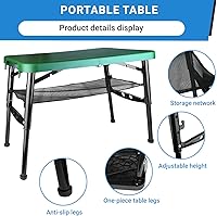 Vista 3 de Juego de mesa y taburete plegable portátil, mesa plegable ligera y taburete plegable para camping, picnic, playa, pesca, mesa resistente