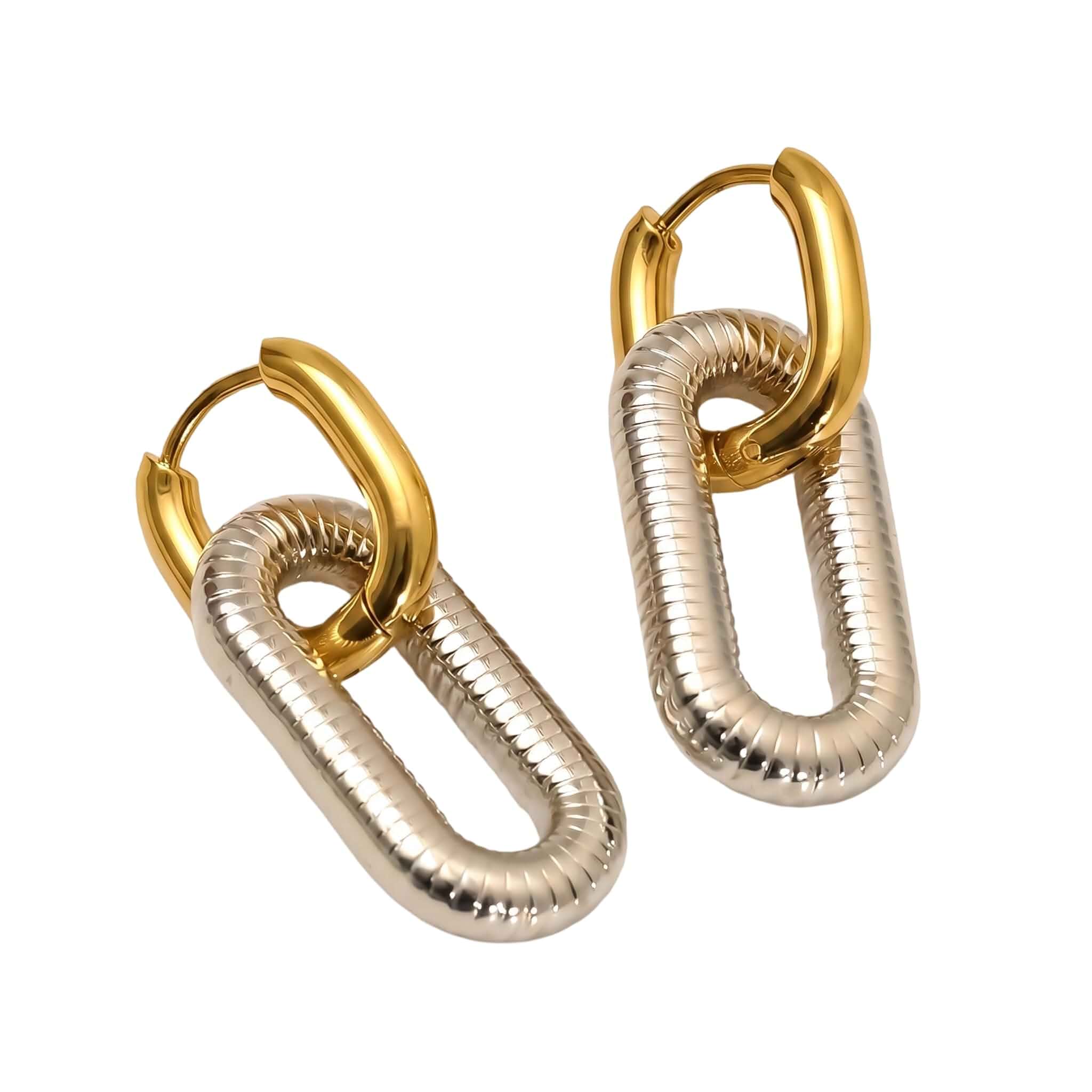 Two Toned Earrings for Women with Gold Silver Mix Metal Design Modern Minimalist, Statement Earrings, Everyday Wear, Versatile Jewelry, Work & Party