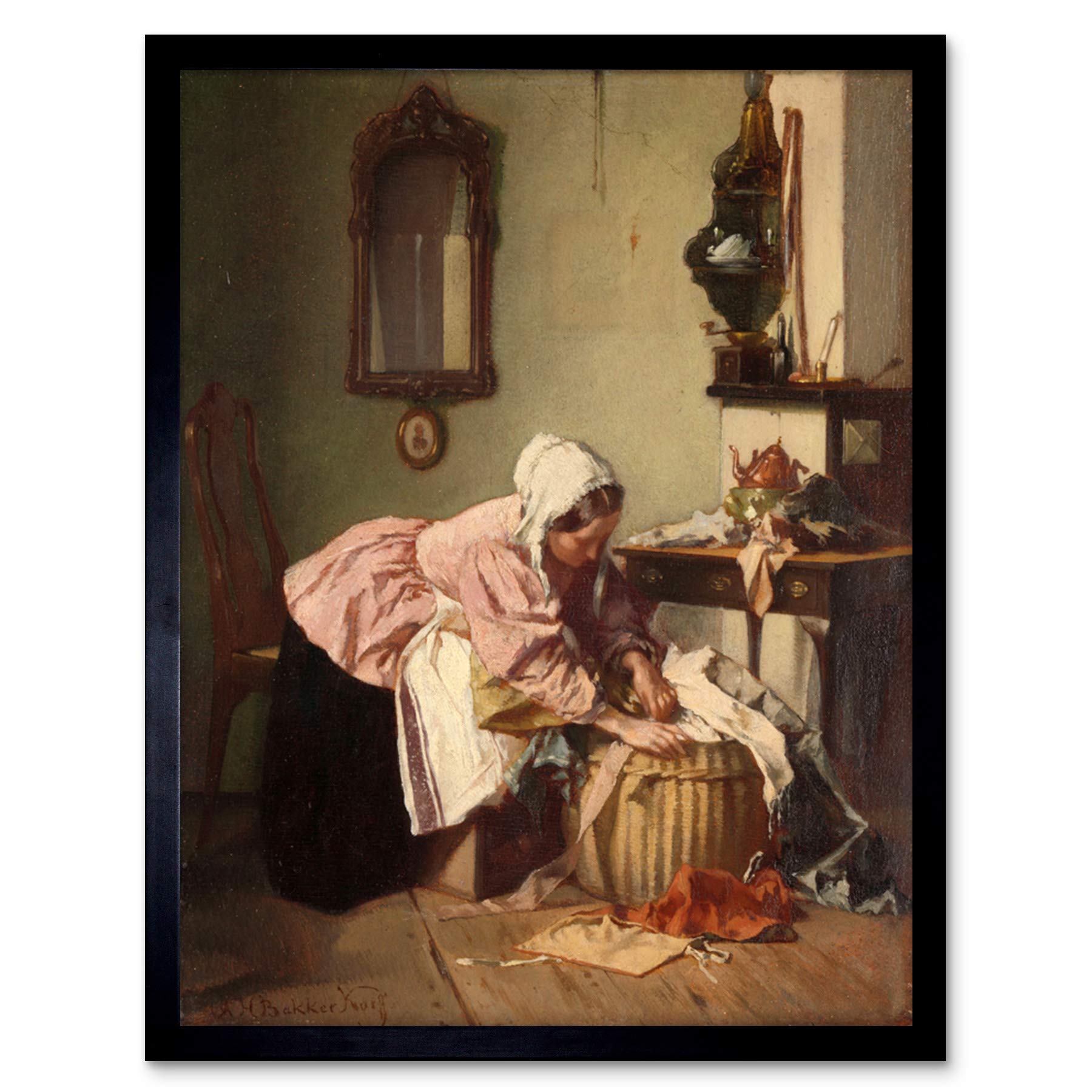 Artery8Bakker Korff The Rag Basket Painting Art Print Framed Poster Wall Decor 12x16 inch