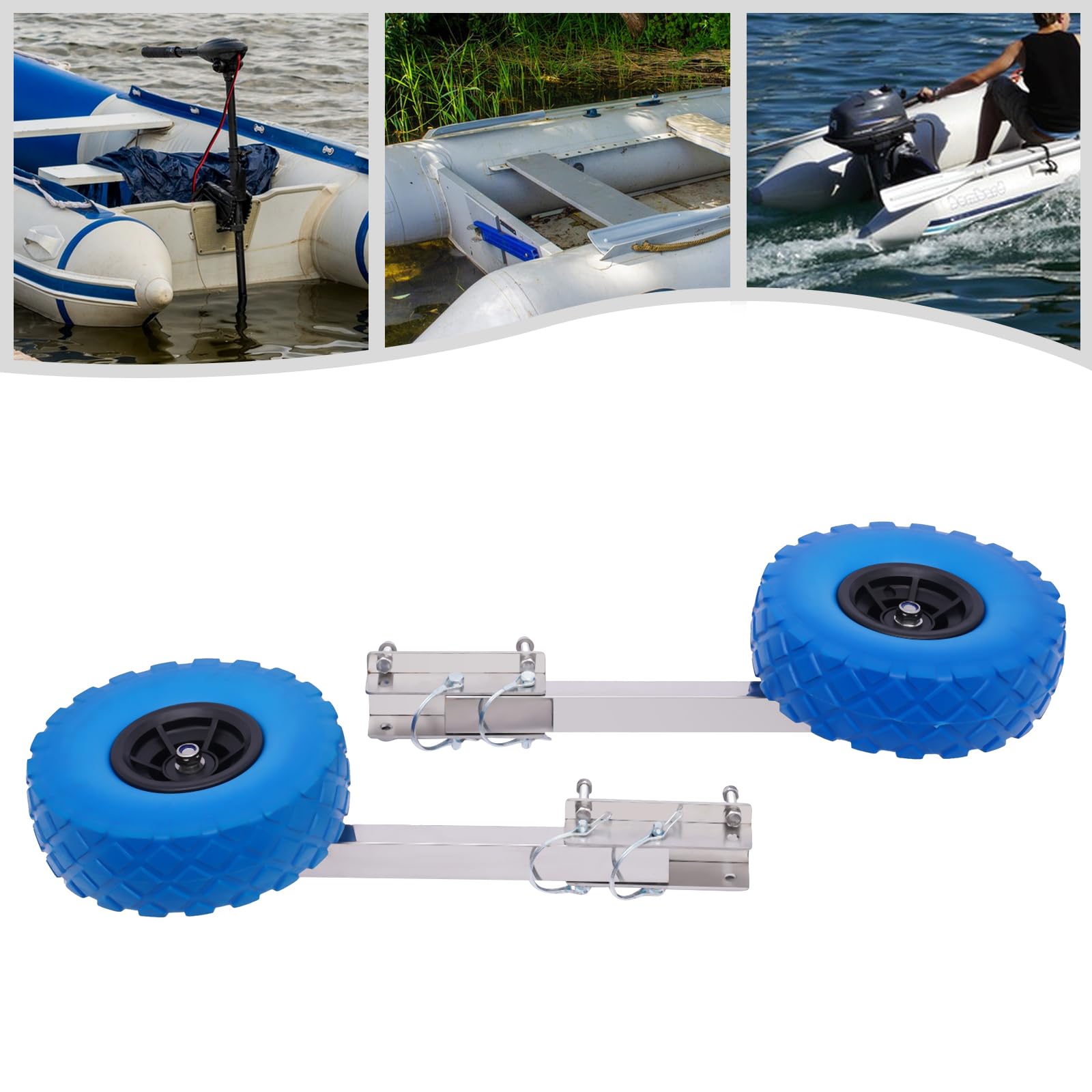 Ruote di lancio rimovibili, barca, gonfiabile, zattera, Launching Wheels per gommoni, moto fuoribordo pieghevole in acciaio inox