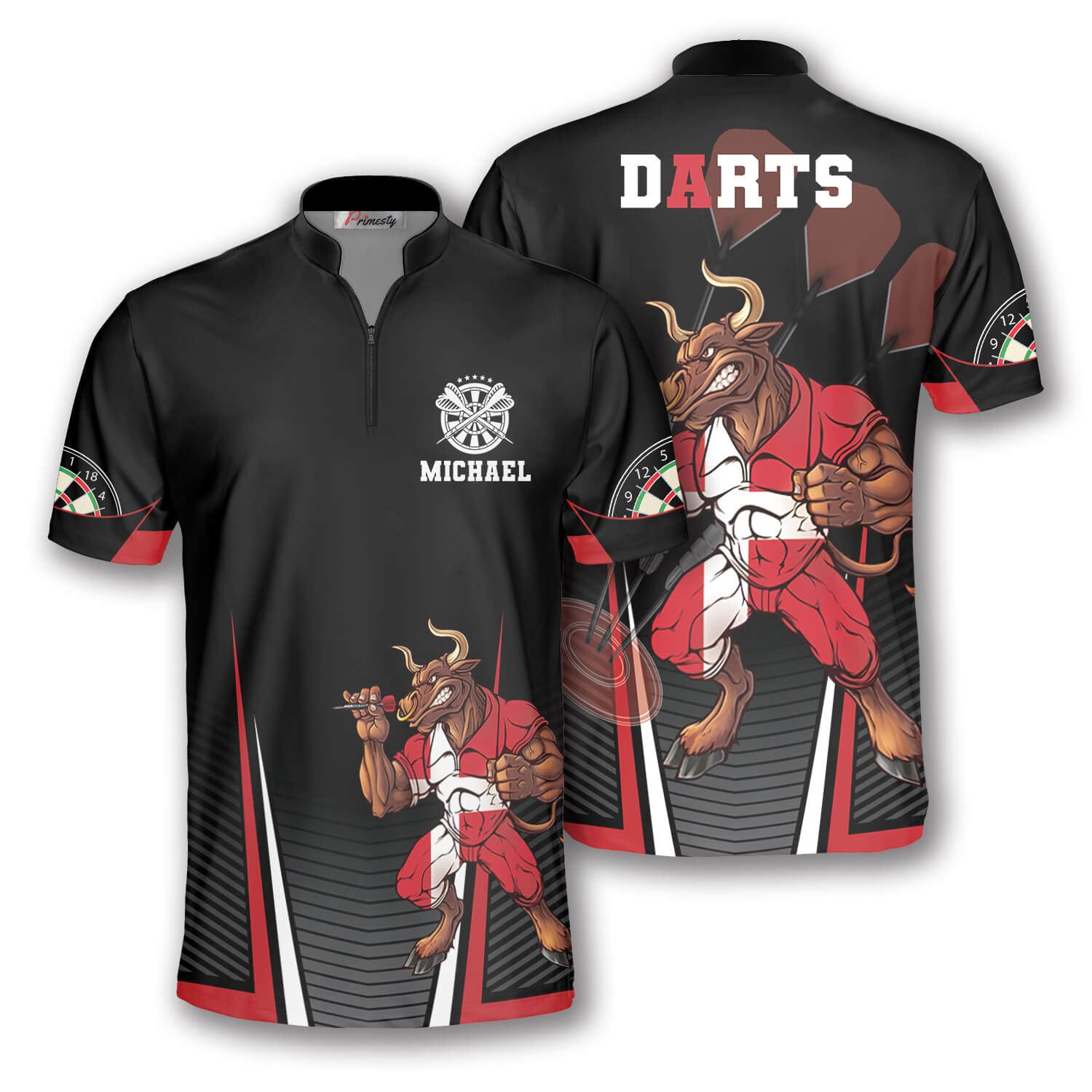 PRIMESTY Personalized Dart Jerseys for Men- Dye-Sublimated Custom Team Jerseys- Sash Collar, Size S-5XL