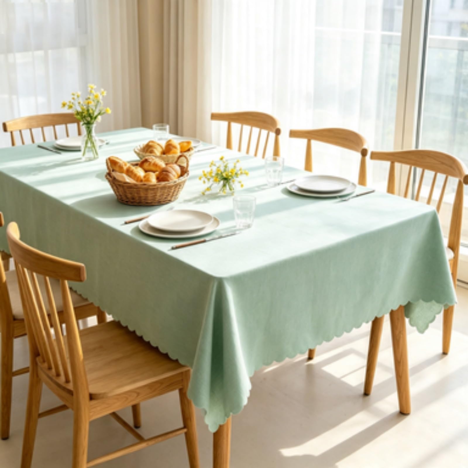 RCYONGQ Table Cover Wipe Clean Tablecloth Water Resistant, Wipeable Decorative Tablecloths Durable Scratch Resistant, Washable For Coffee Kitchen Small Tabletop Decoration(Green,140x220cm)