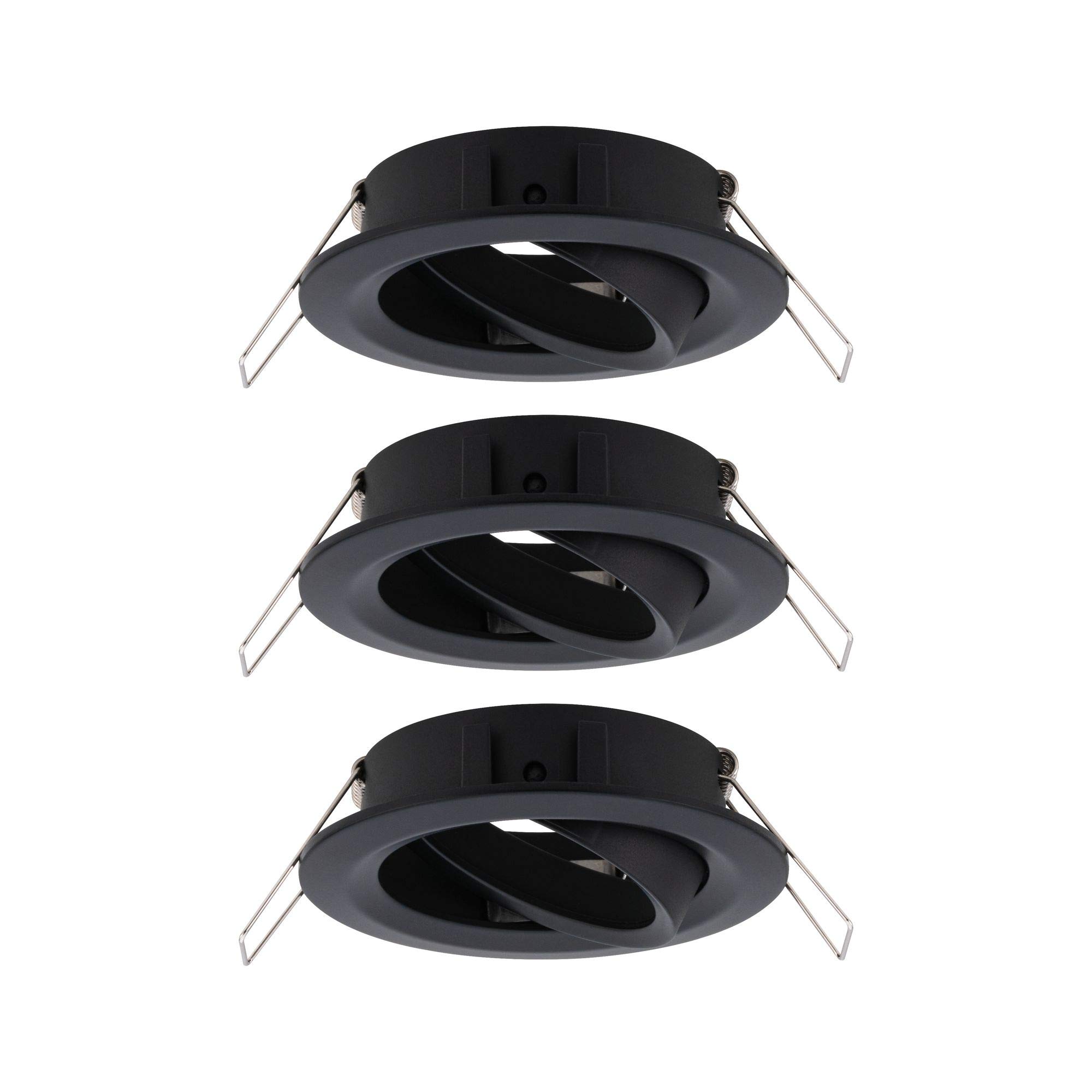 Paulmann 92487 Choose Einbauleuchte Spot (schwenkbar), max. 3 x 10 W, Deckeneinbaustrahler, Schwarz matt – Set aus 3 Einbauringen