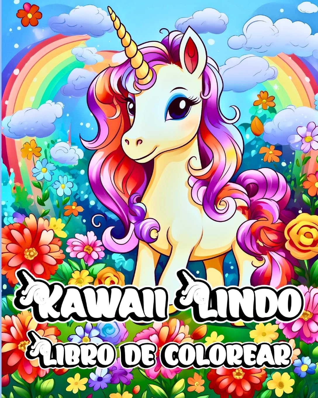 Libro de Colorear de Kawaii Lindo: Diseños adorables de unicornios para niños