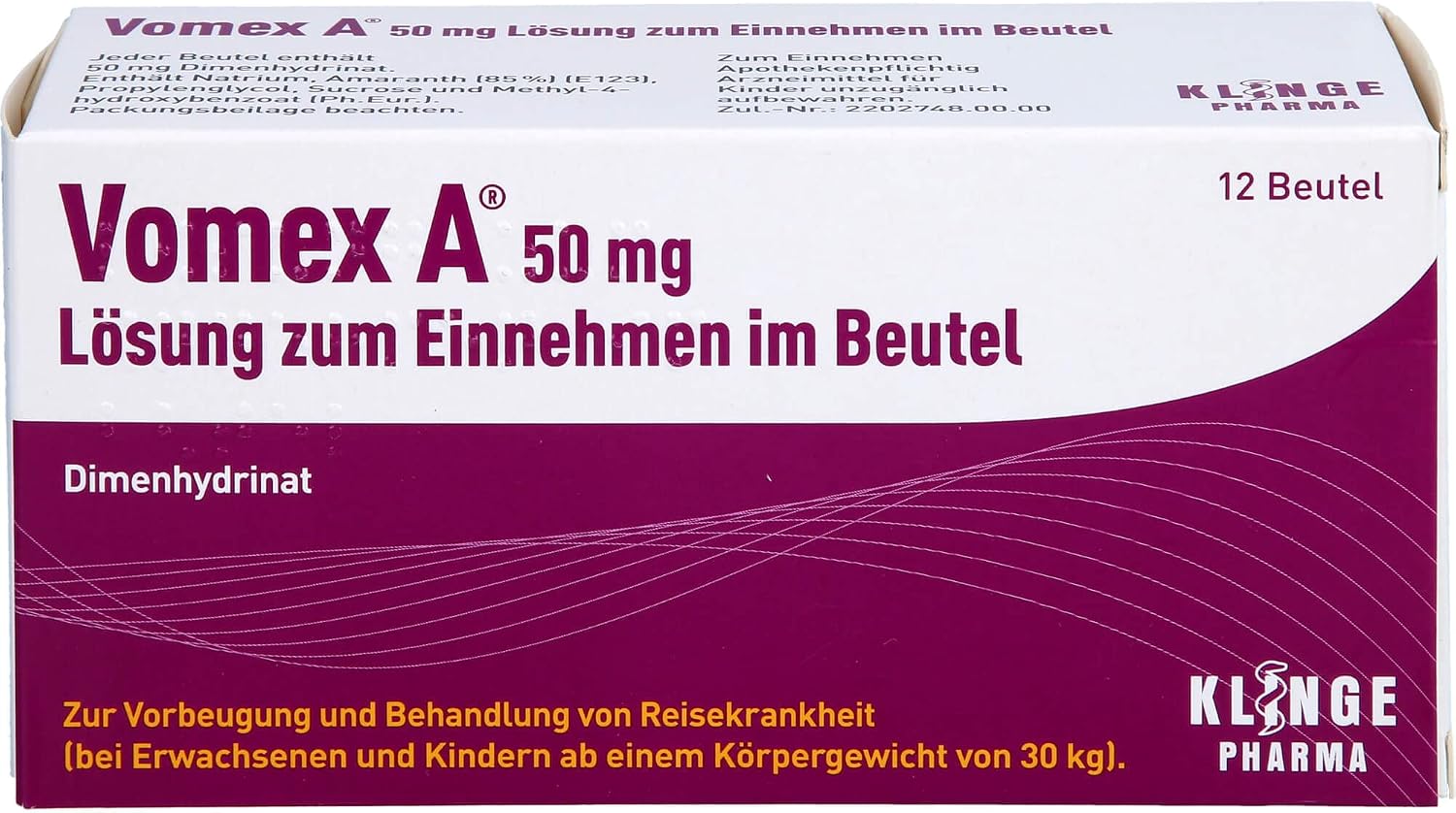 VOMEX A 50 mg Solution for Consuming in a Bag of 12