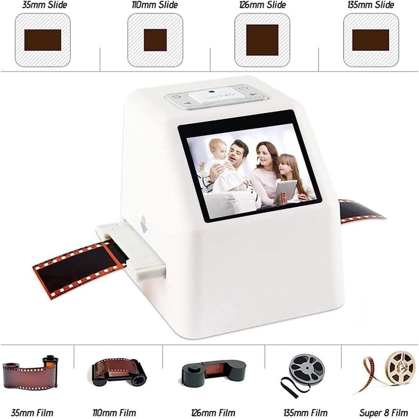 Scanner per Diapositive ad Alta risoluzione, convertitore Digitale da 22 MP con Schermo TFT da 2,4", converte Negativi e Diapositive a Colori e in Bianco e Nero in Foto JPEG.