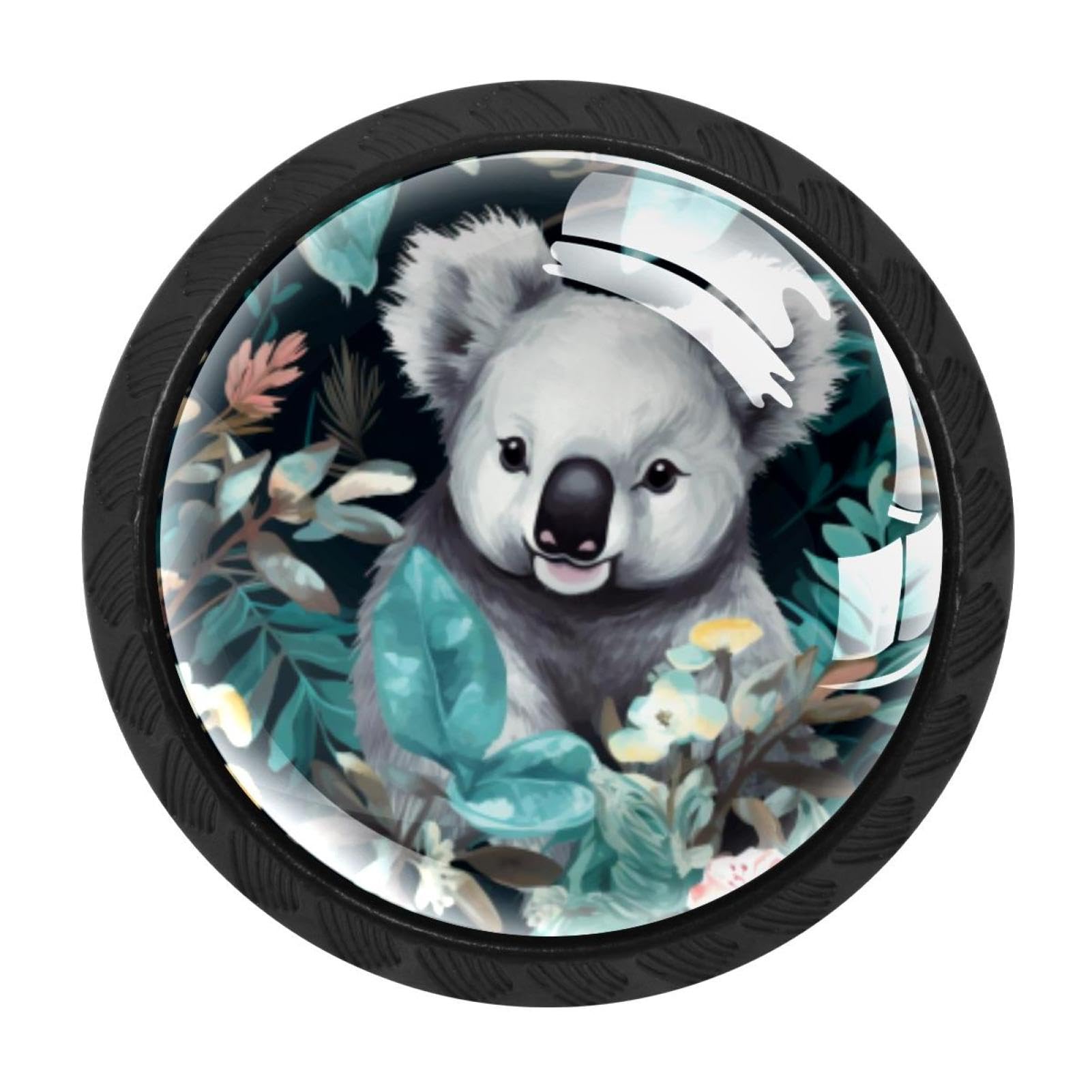 CHENZZZZ Koala Drawer Knobs 4 Pack Crystal Dresser Knobs 35mm Glass Cabinet Knobs for Home Office Bathroom