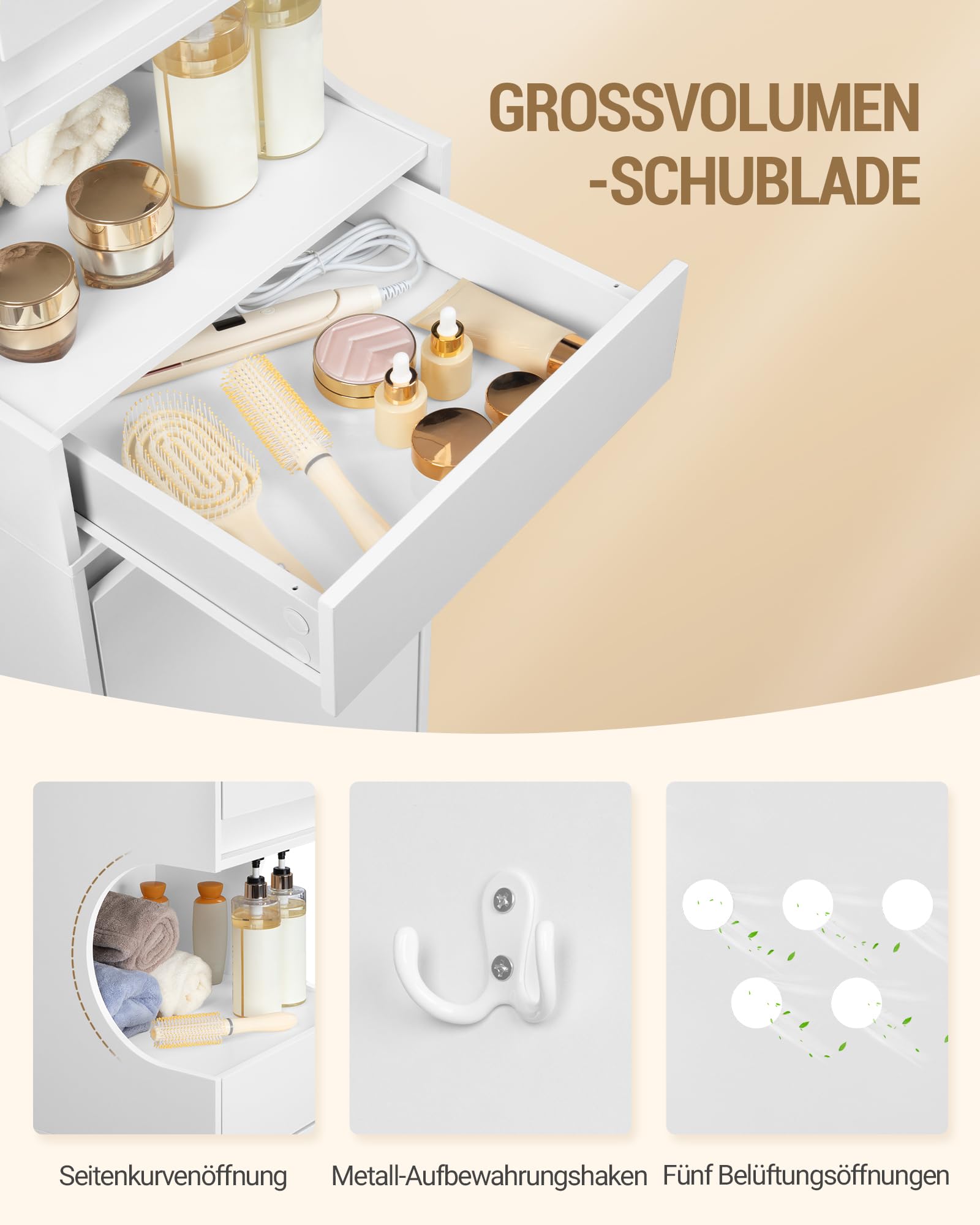 Hzuaneri Badezimmerschrank mit Wäschekorb, Wäscheschrank mit Schublade und offenem Stauraum, Badschrank mit Wäschesammler für Bad, Waschküche, 40 x 40 x 174 cm, Weiß BC43013X