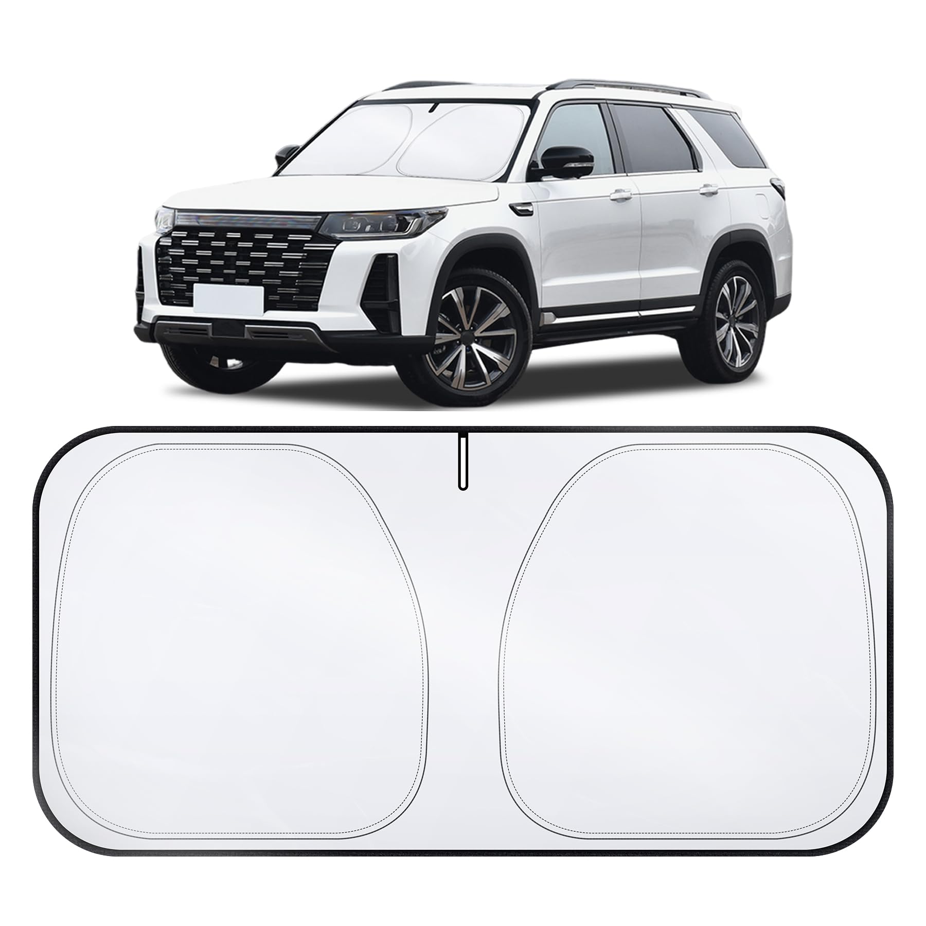 LivTee Car Windshield Sun Shade – Double Layer, 300T Polyester, Foldable, UV & Heat Protection For Small Cars, 57.08x31.5 Inch - View #9