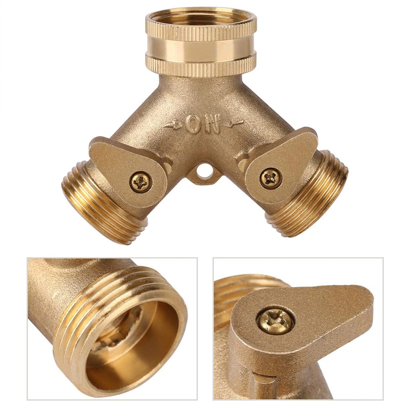 HERCHR Divisore per Rubinetto a 2 Vie Separatore per Tubo Flessibile per Acqua in Ottone da Giardino Raccordo per Tubo Flessibile con Filettatura Standard Europea da 3/4 di Pollice(EU Thread