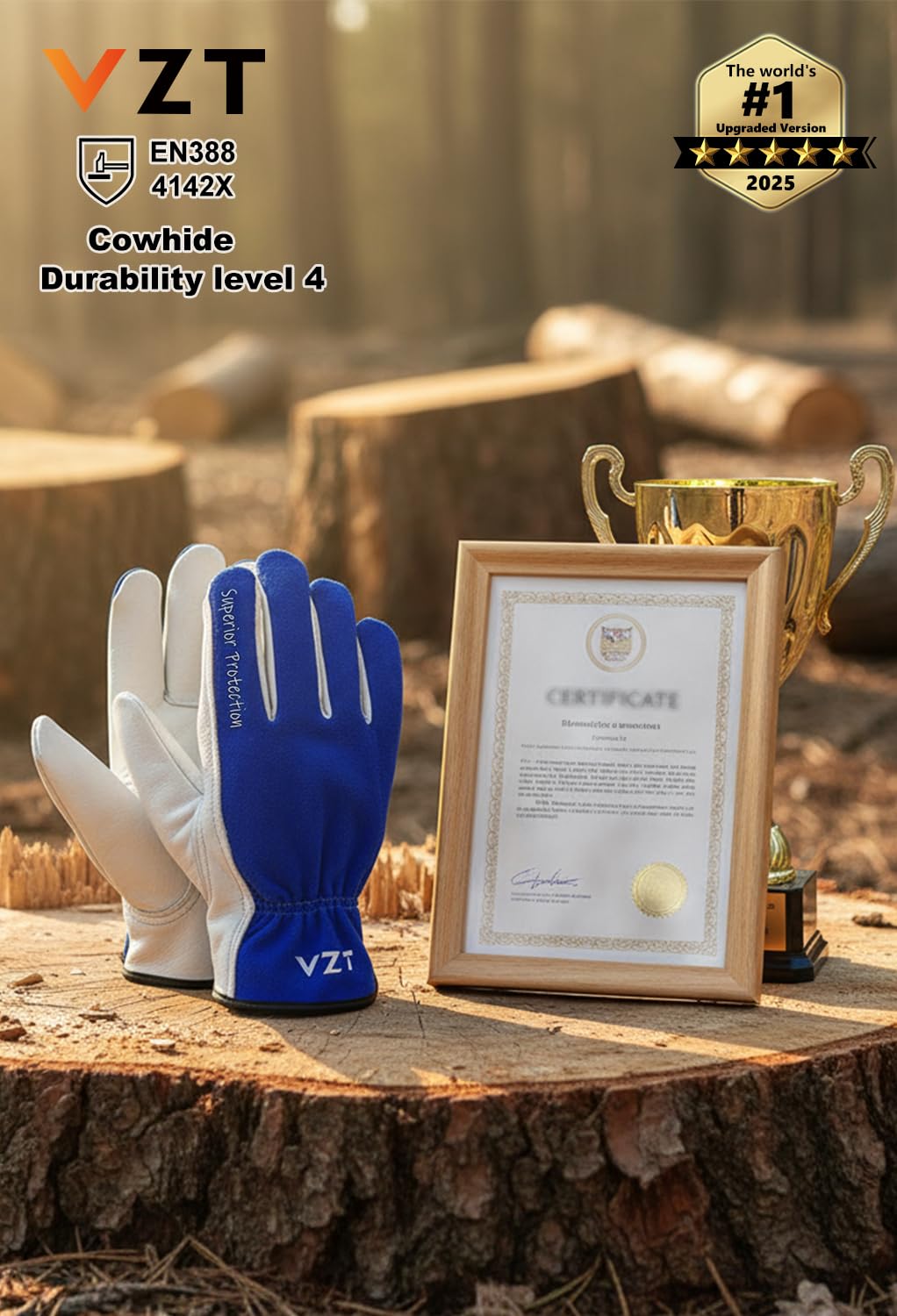 Lot de 12 paires de gants de travail en cuir pour homme ou femme pour la construction, la coupe du bois, la conduite, le jardinage, la réparation automobile, résistant à l'eau, cuir de vachette