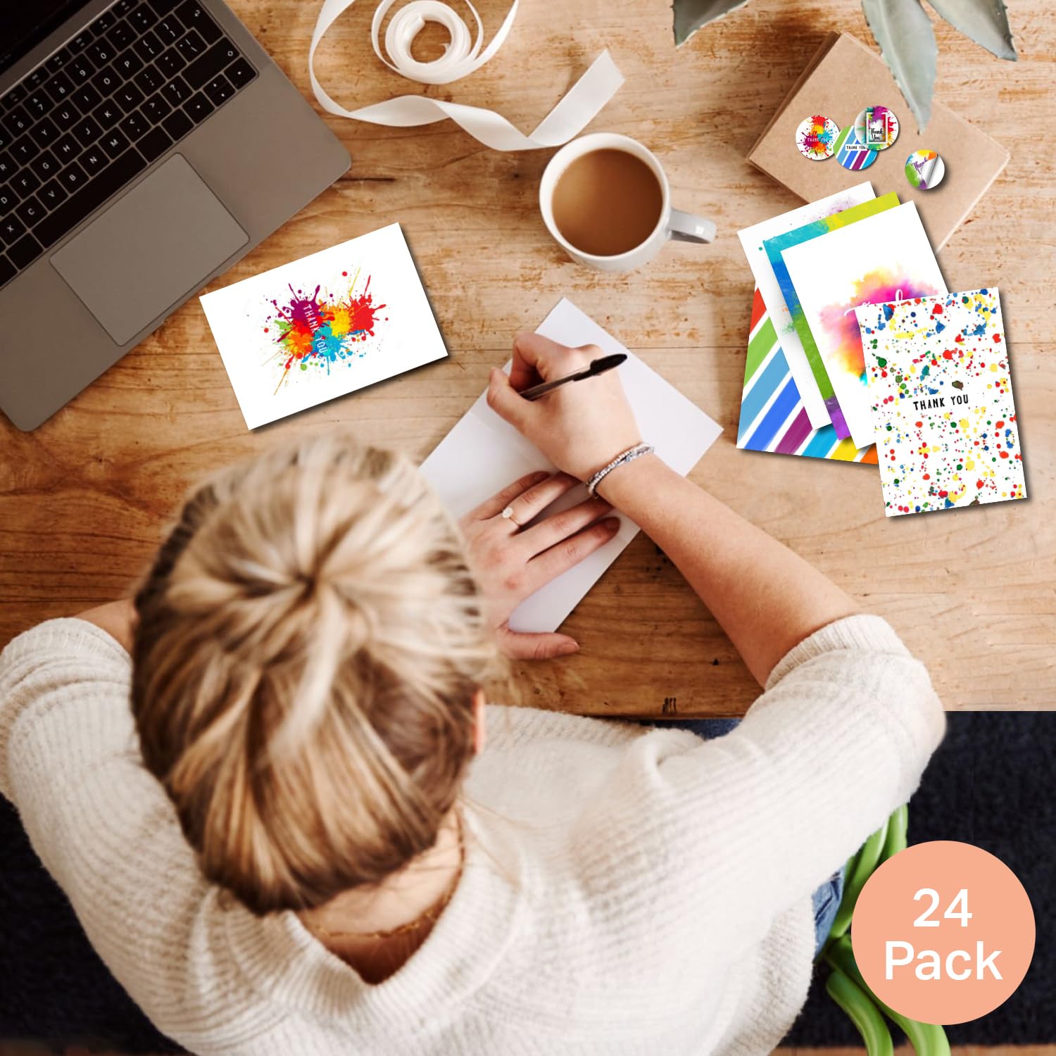 PALAAKK 24-Pack Thank You Cards Multipack with Envelopes and Free Stickers - Image 2