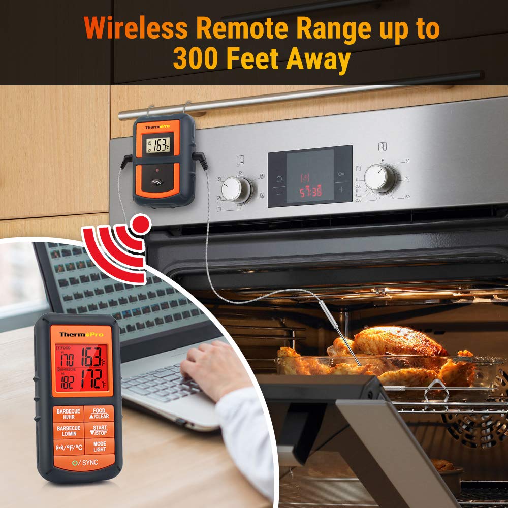 ThermoPro TP08S Wireless Digital Meat Thermometer for Grilling Smoker