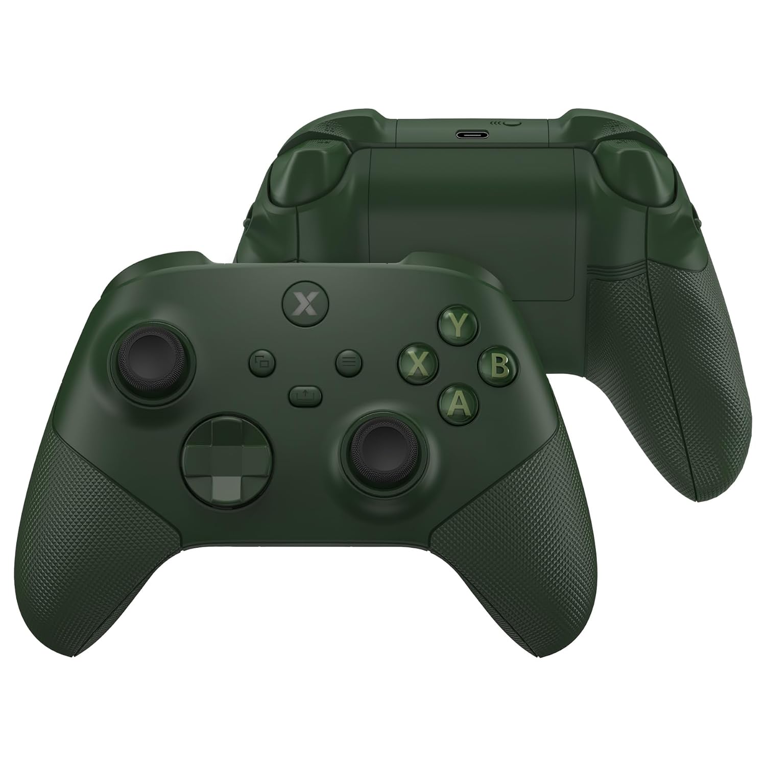 eXtremeRate ASR Version Redesigned Full Set Shell Buttons for Xbox Core Controller, Ergonomic Trigger Stop Rubberized Grip Faceplate Backplate for Xbox Series X & S Controller - Deep Pine Green